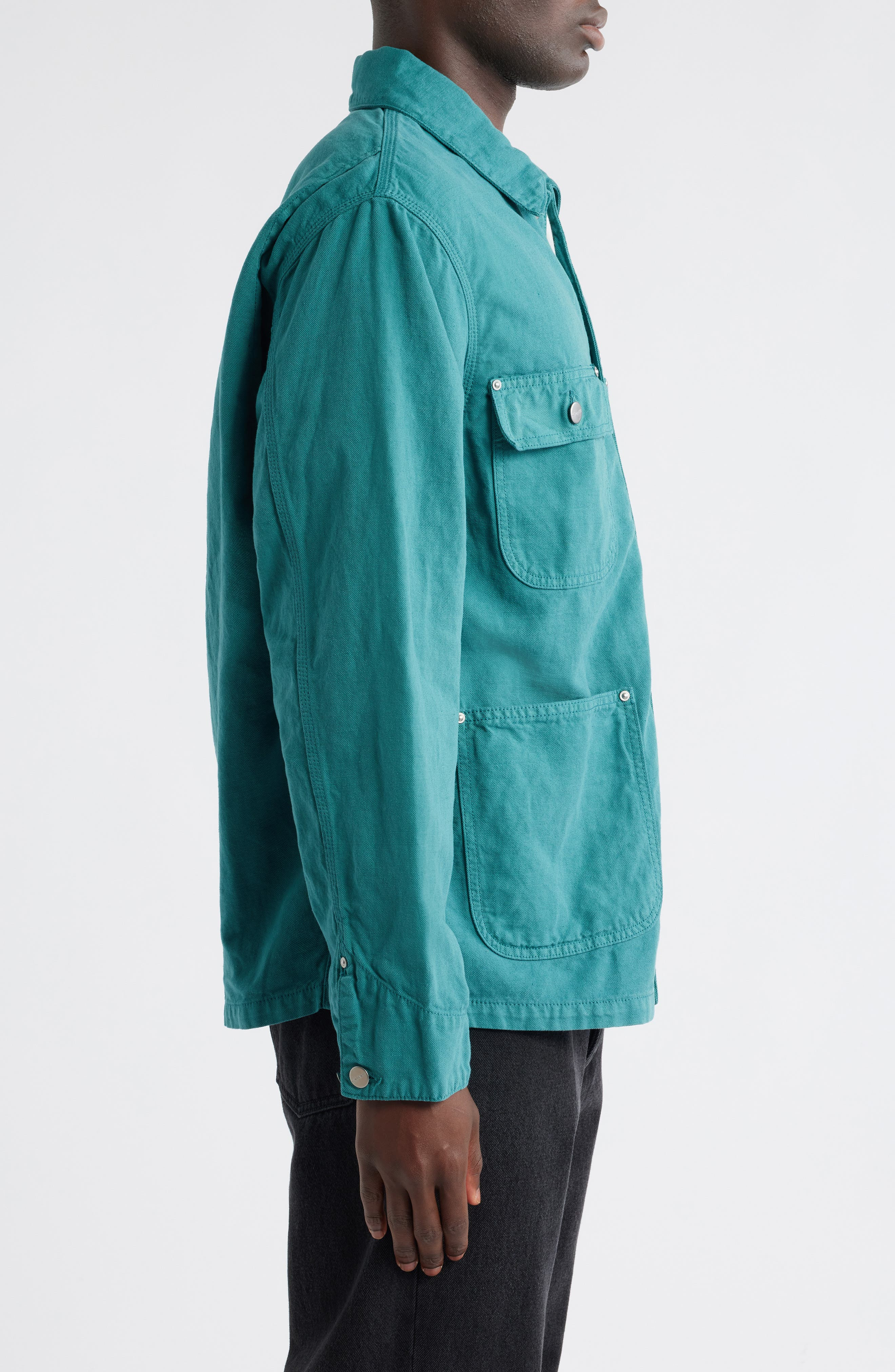 Carhartt Work In Progress Walter Cotton & Linen Canvas Chore Coat in Saguaro (Garment Dyed) at Nords - 3