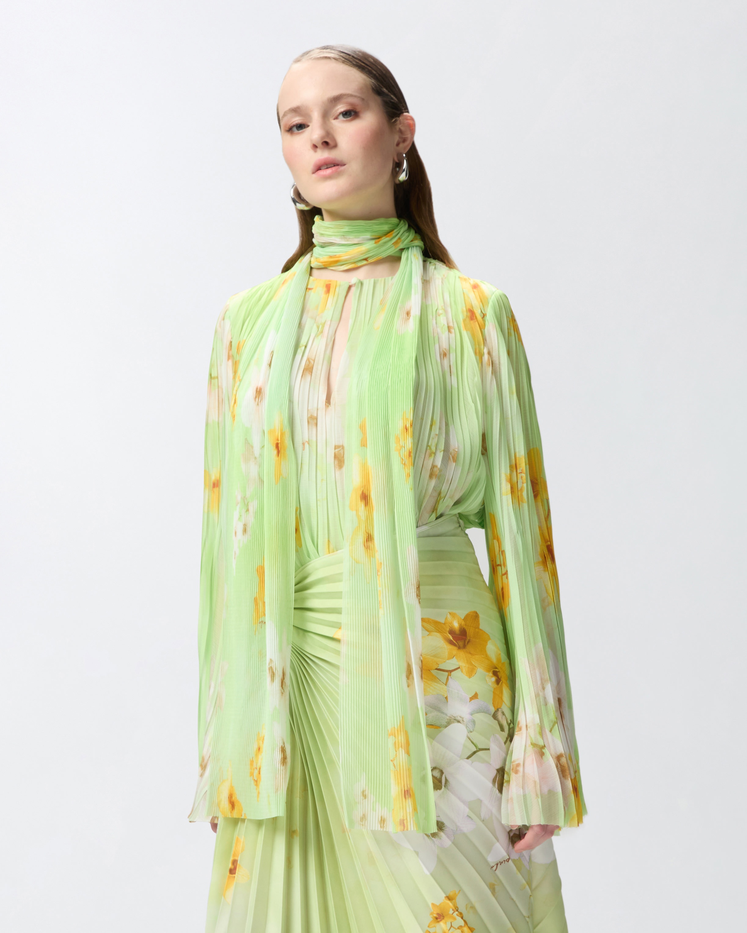LIGHT BLOUSE IN PLEATED FLORAL CREPON - 2
