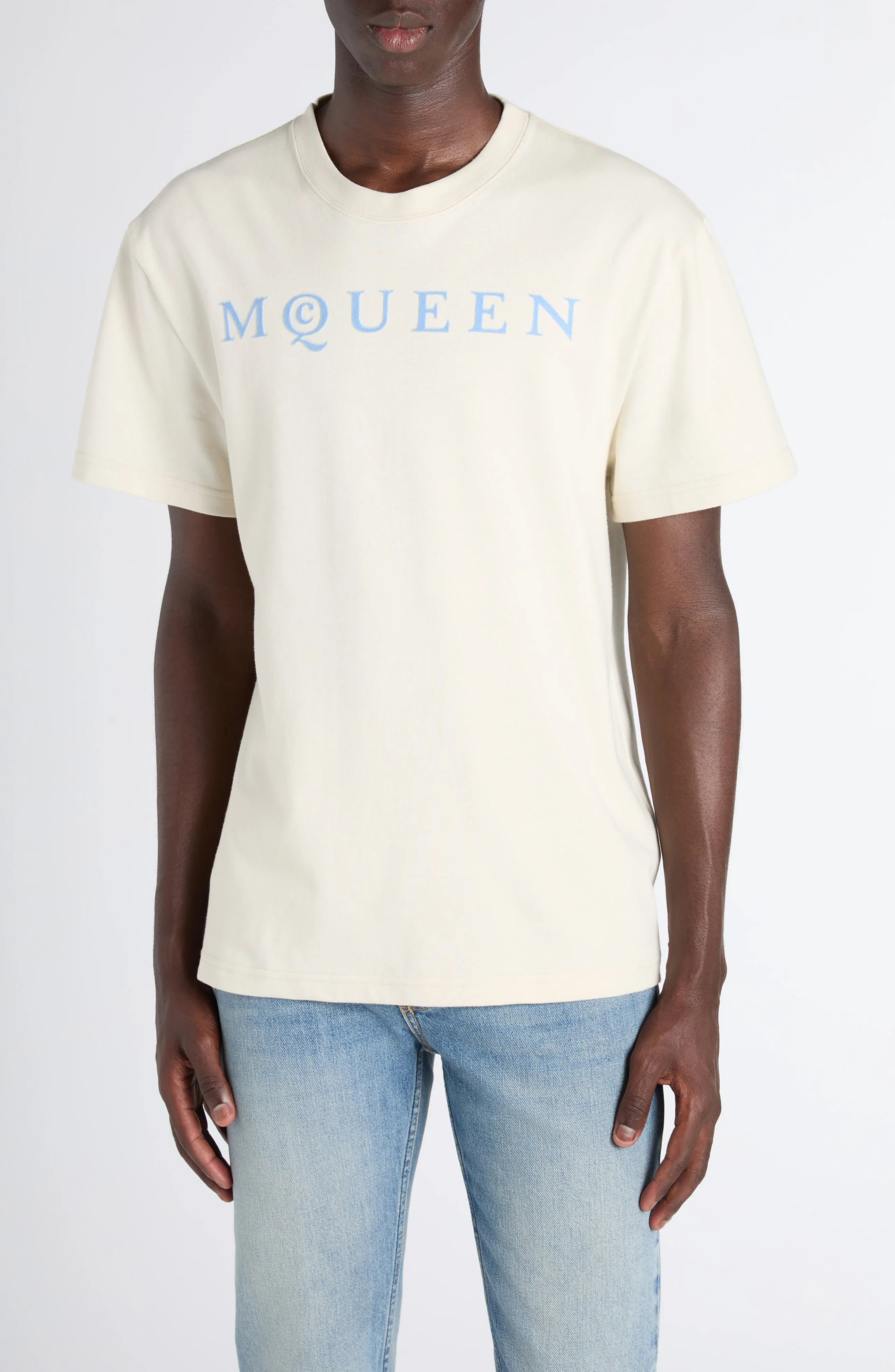 McQueen Logo Graphic T-Shirt in Gesso/Ice Blue at Nordstrom - 1