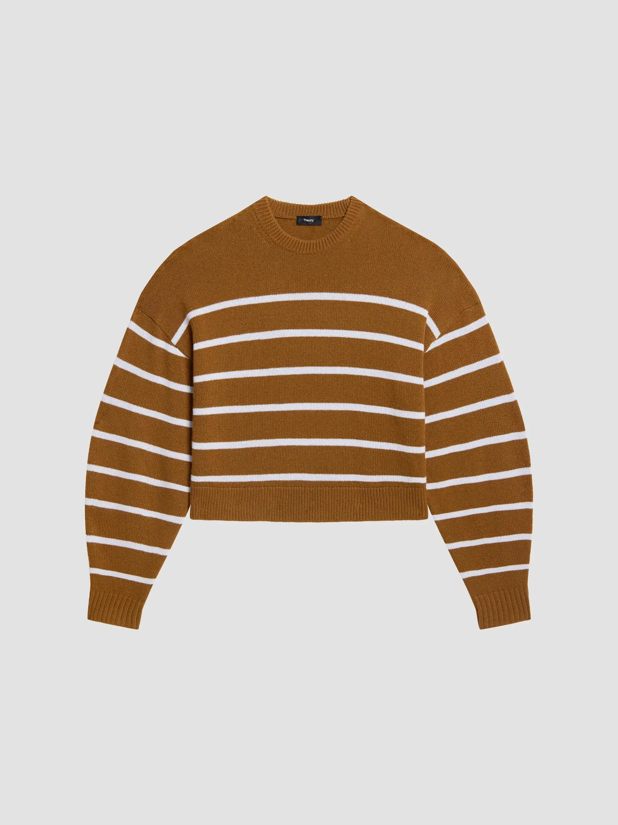 Women's Cashmere Striped Sweater - Deep Acacia Brown - 1