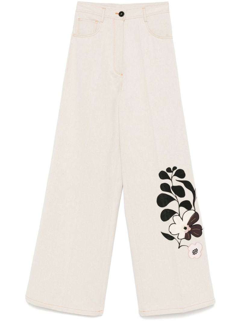 floral-embroidered trousers 1