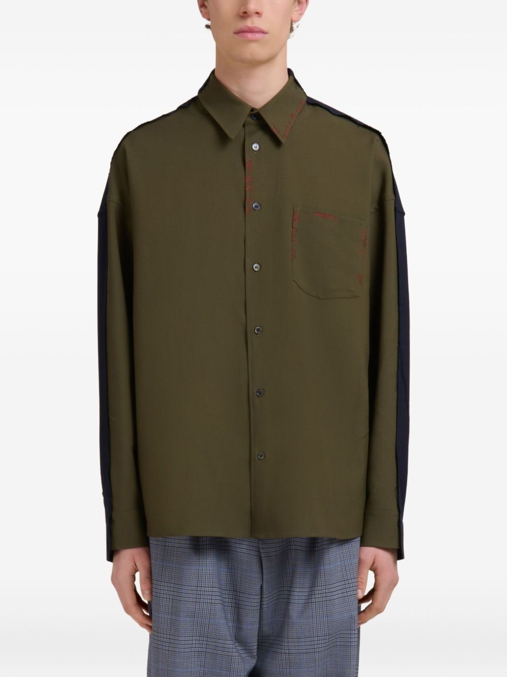 contrast-sleeve button-up shirt - 2