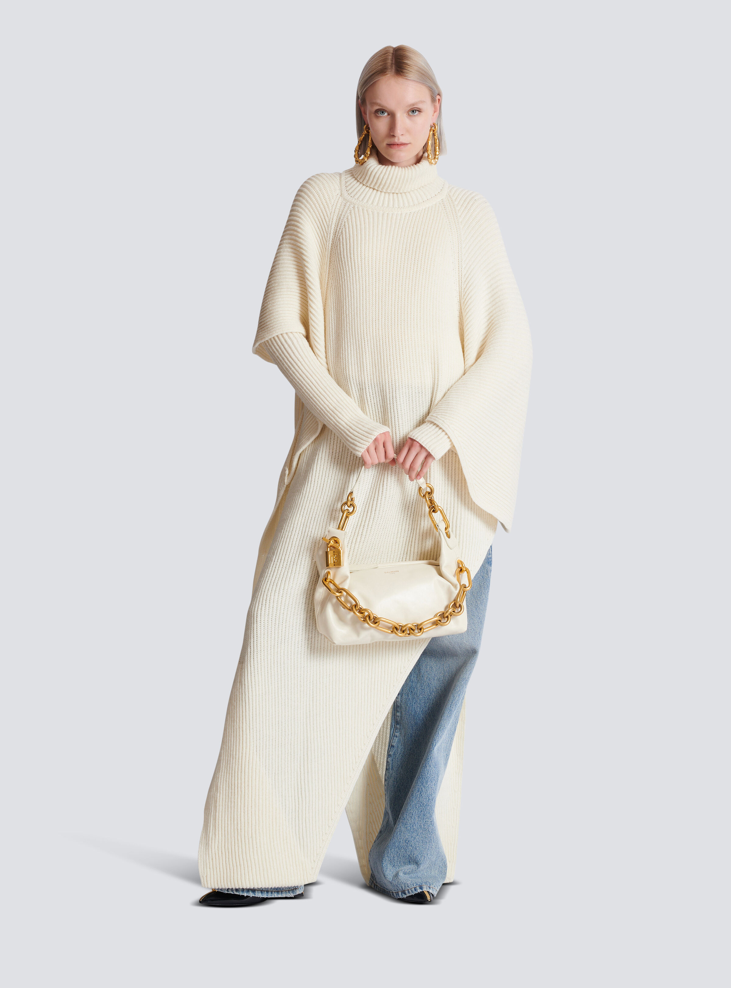 Asymmetric Knit Cape - 2