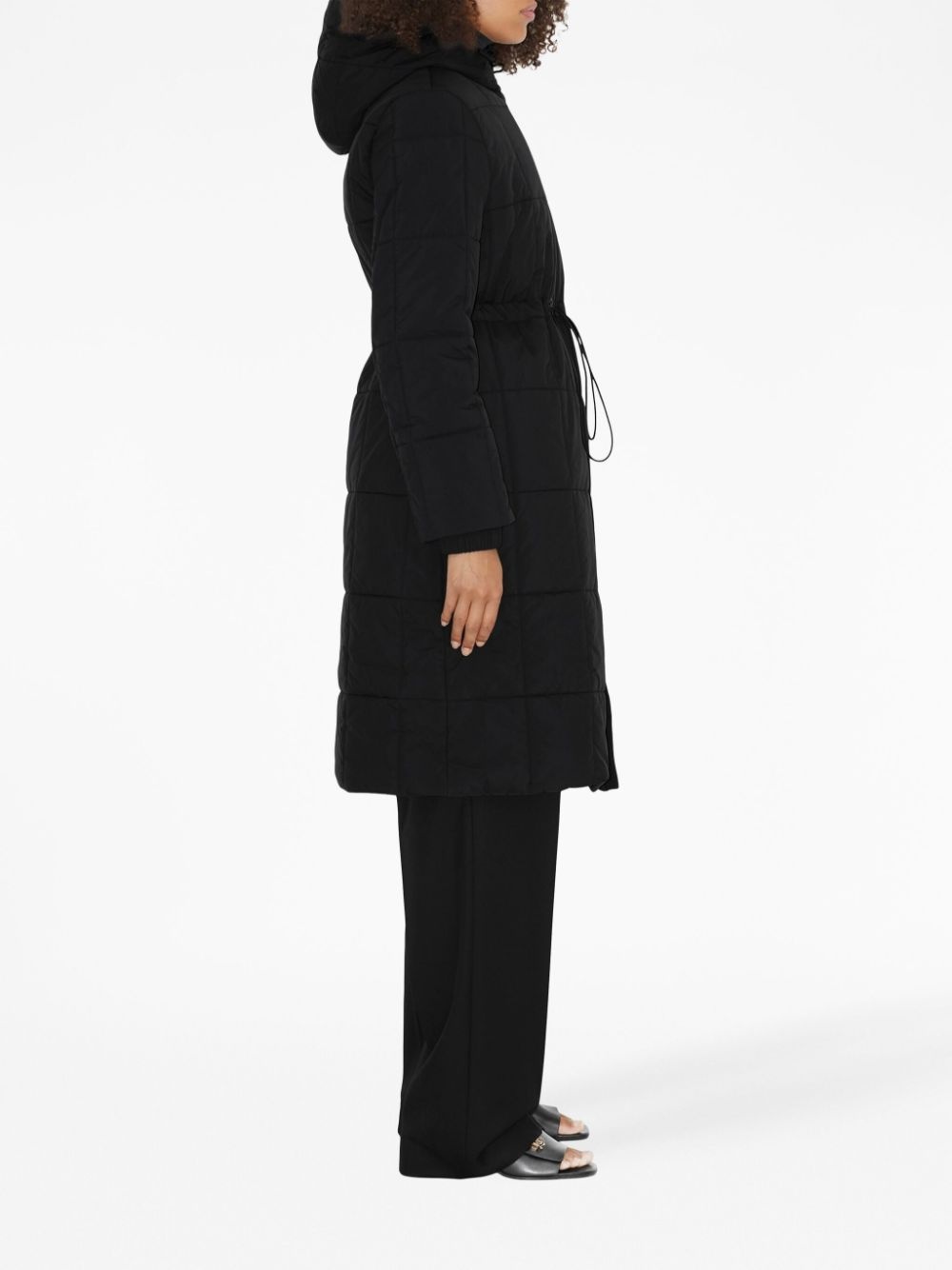 quilted hooded long-sleeve coat - 3