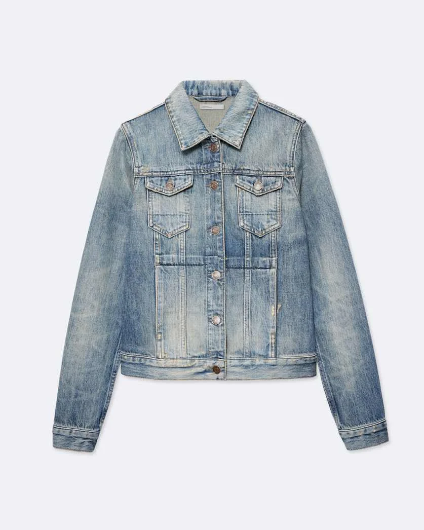 FITTED DENIM TRUCKER JACKET - 1