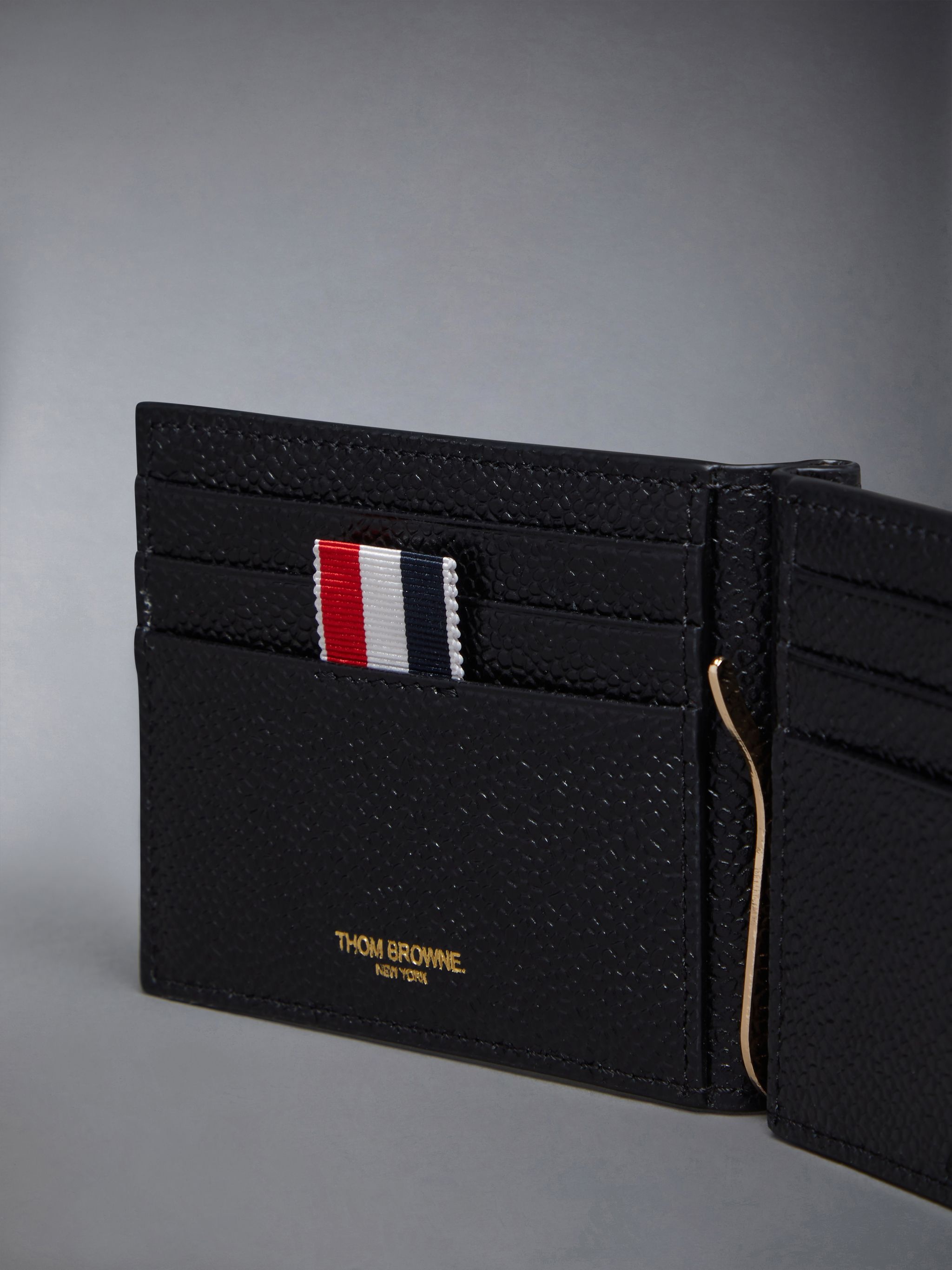 Money Clip Wallet In Black Pebble Grain - 2