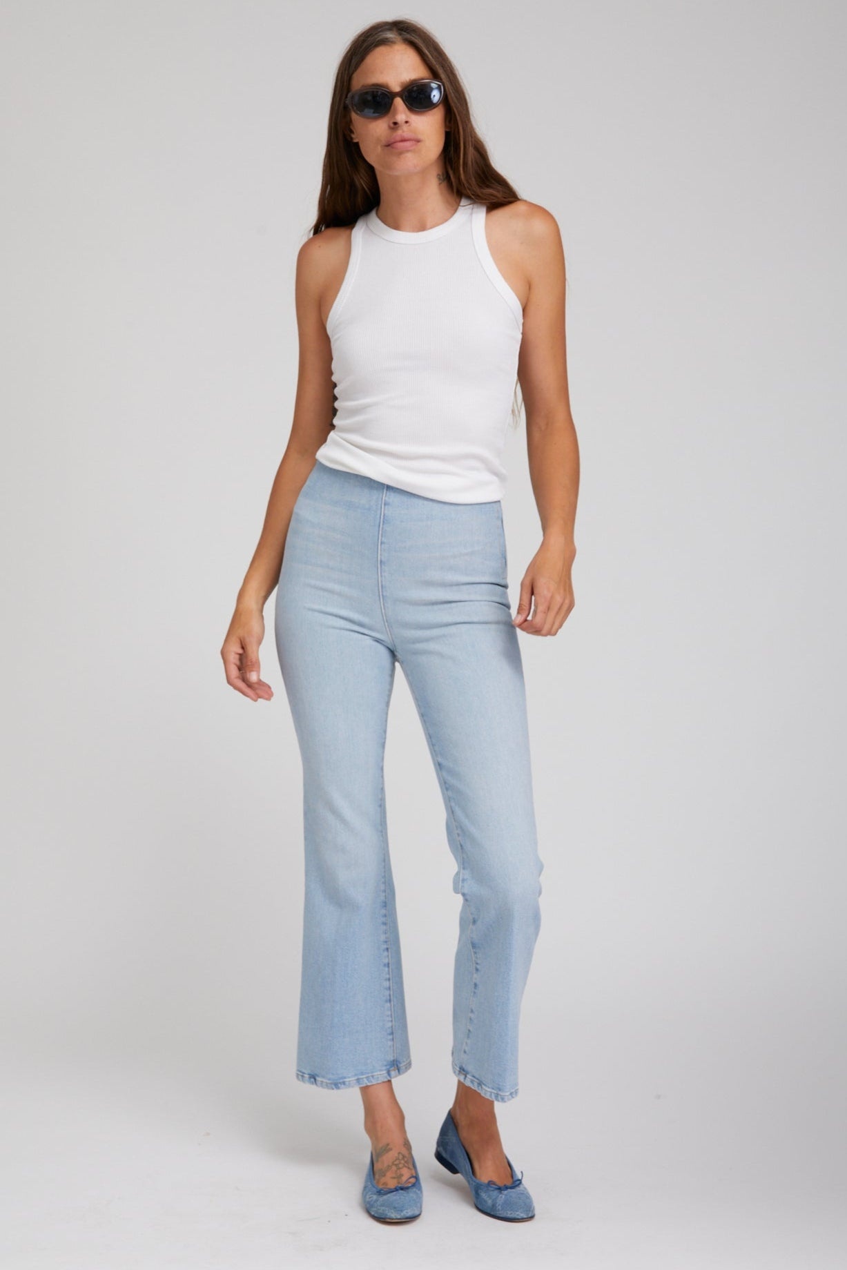 FRANCOISE CROP FLARE DENIM LEGGINGS - 2