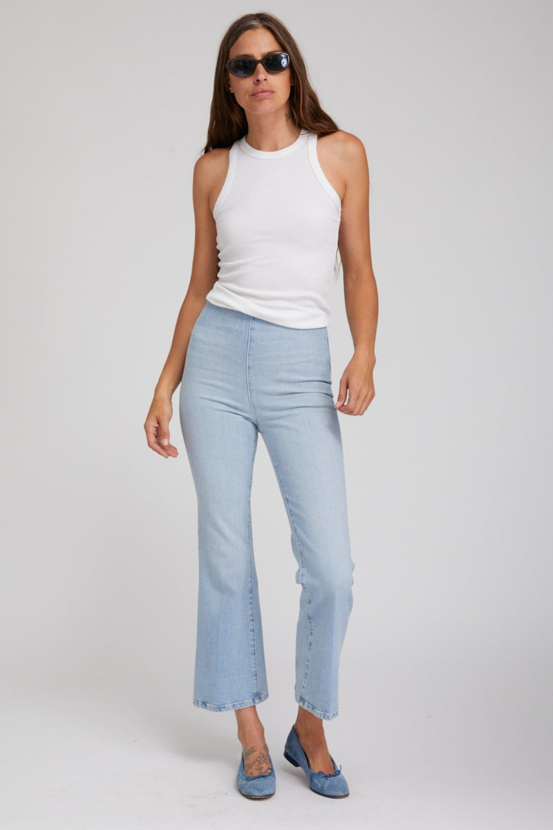 SPRWMN FRANCOISE CROP FLARE DENIM LEGGINGS outlook