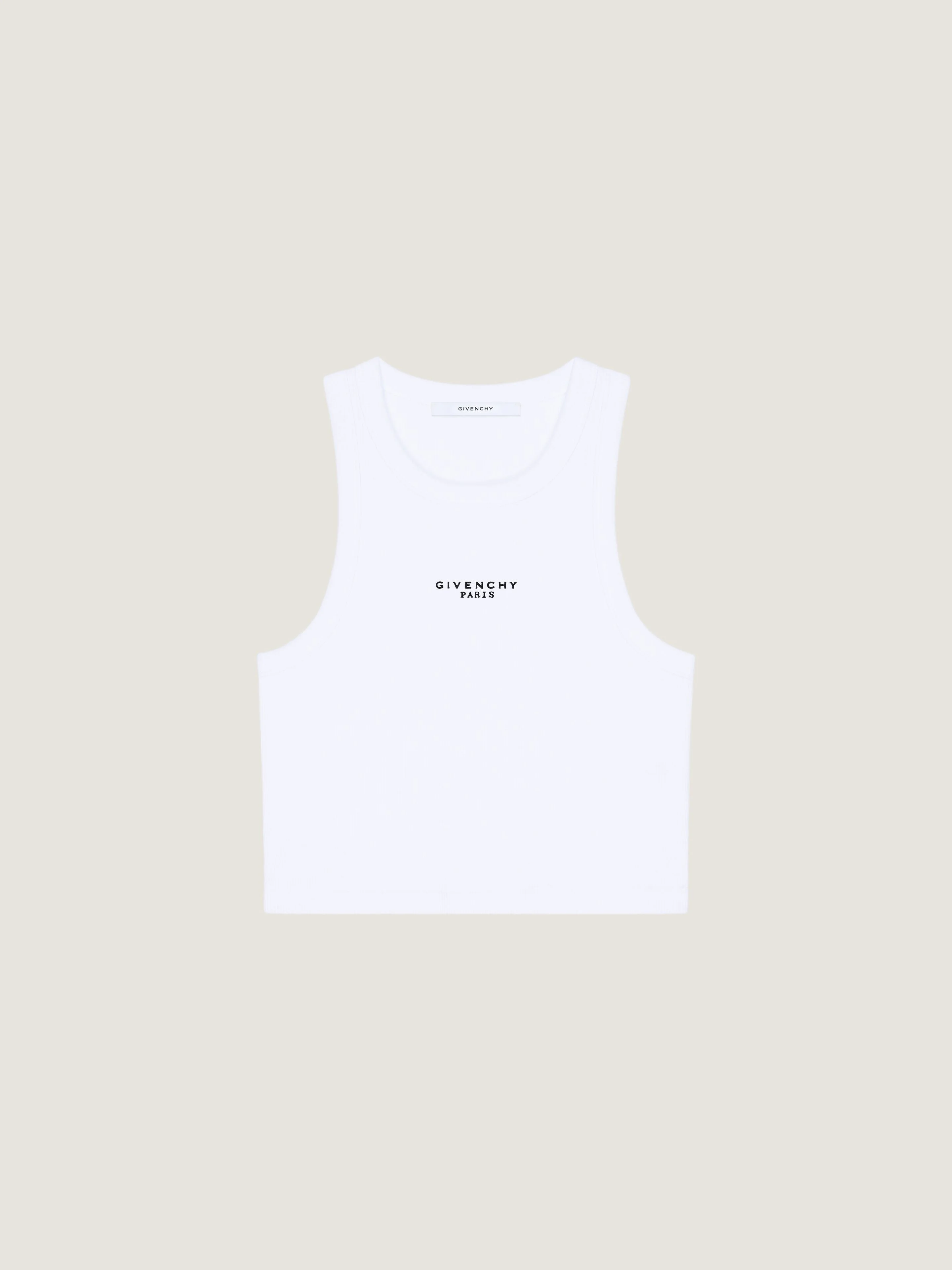 CROPPED TANK TOP IN COTTON WITH GIVENCHY PARIS PRINT - 1