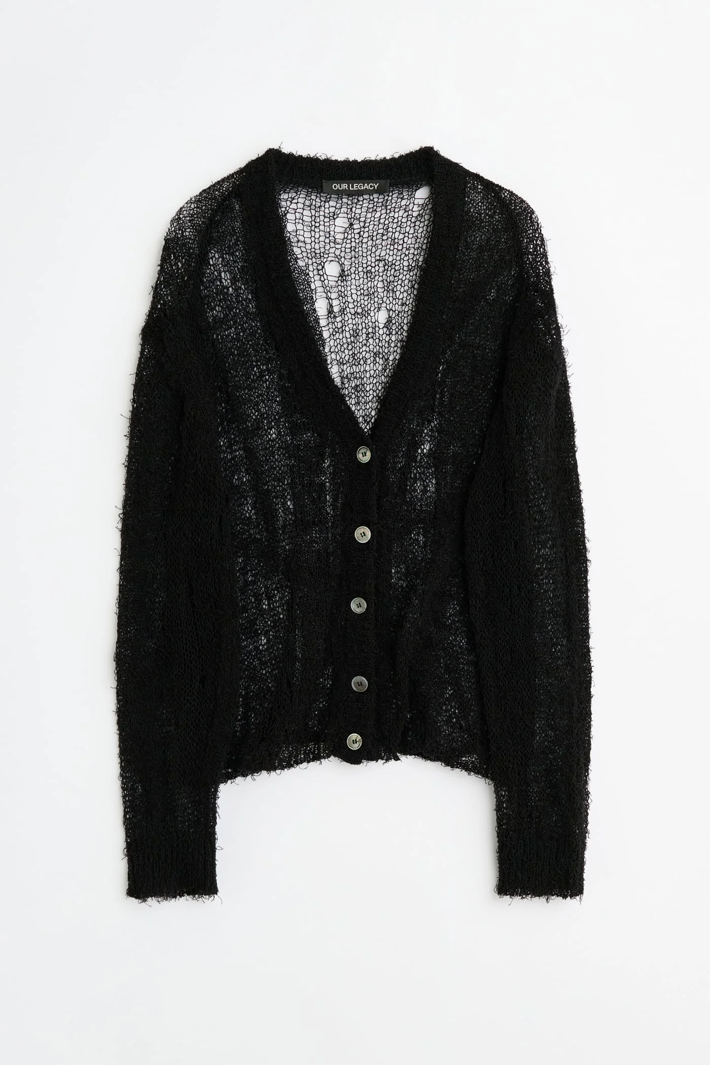 Academy Cardigan Black Ragged Open Linen - 1