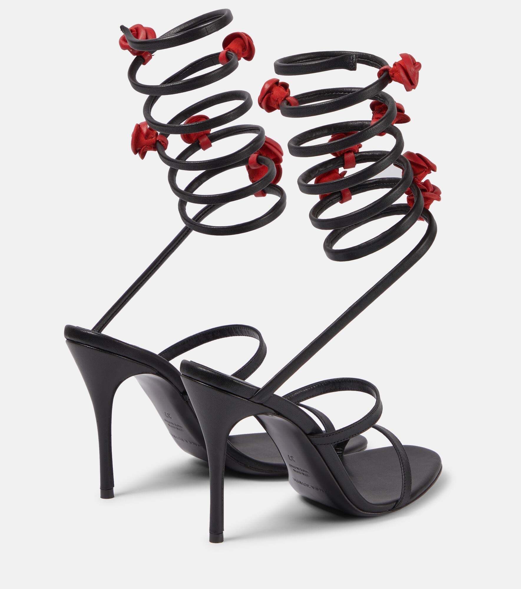 Floral-appliqué satin sandals - 3