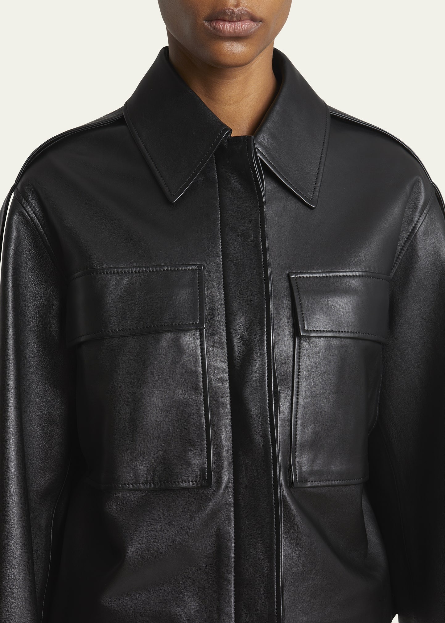 Dylan Wide Glossy Leather Jacket - 5