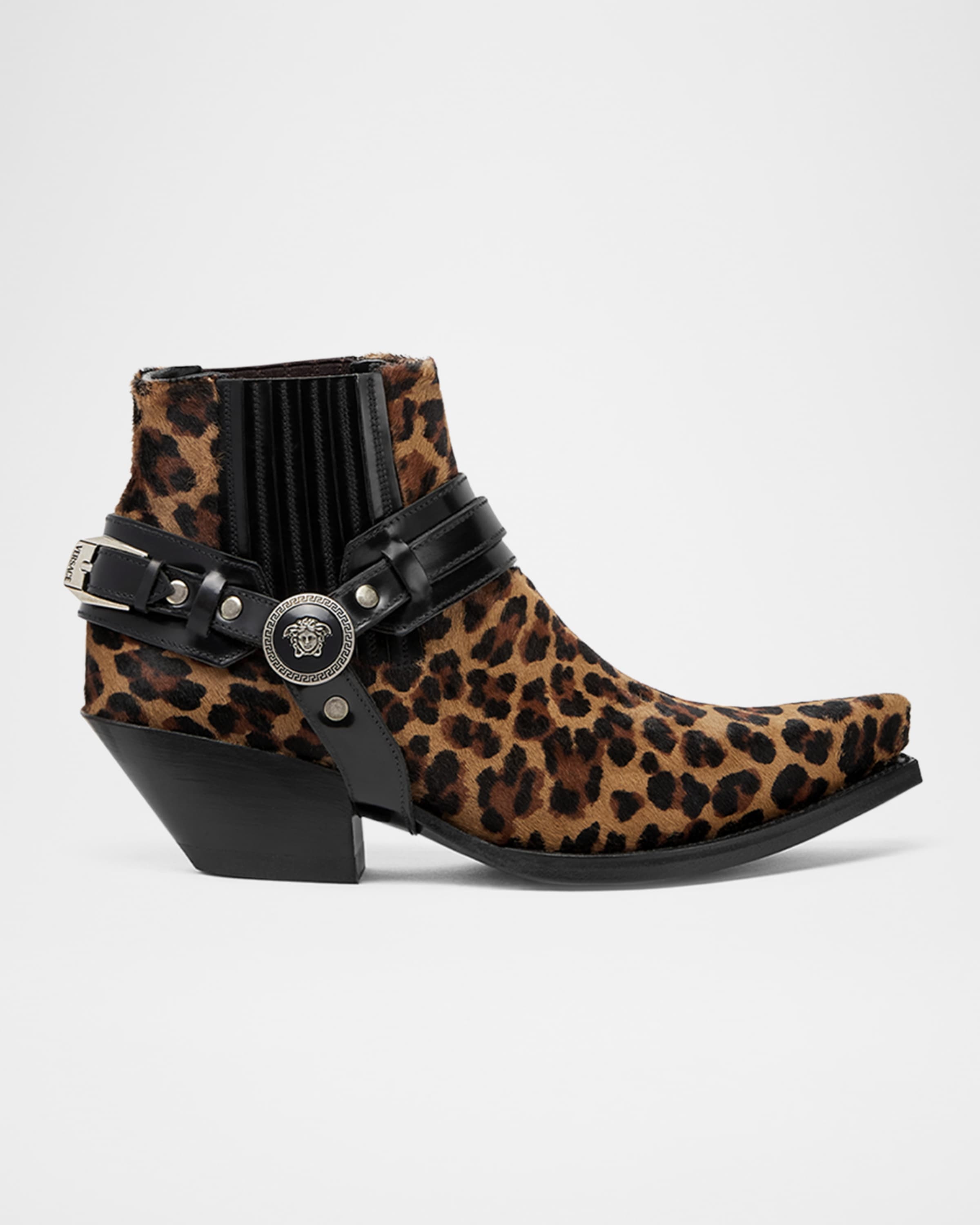 Texano Leopard Harness Biker Booties - 1