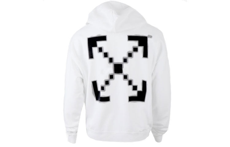 Men's Off-White Printed Logo Arrow Hooded Long Sleeves White OMBB037F19E300070110 - 2