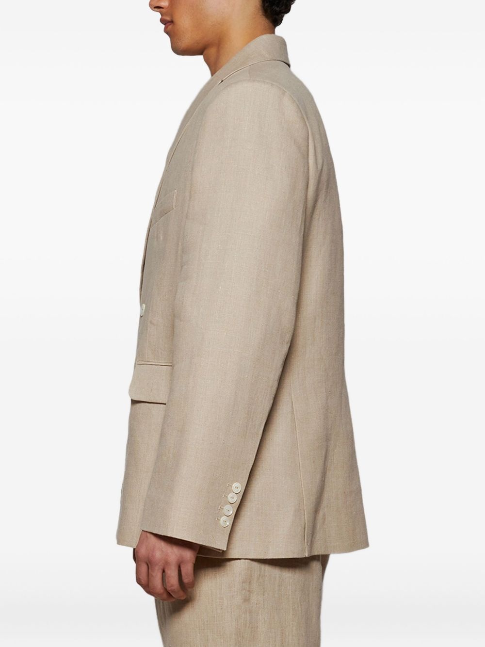 linen double-breasted blazer - 3