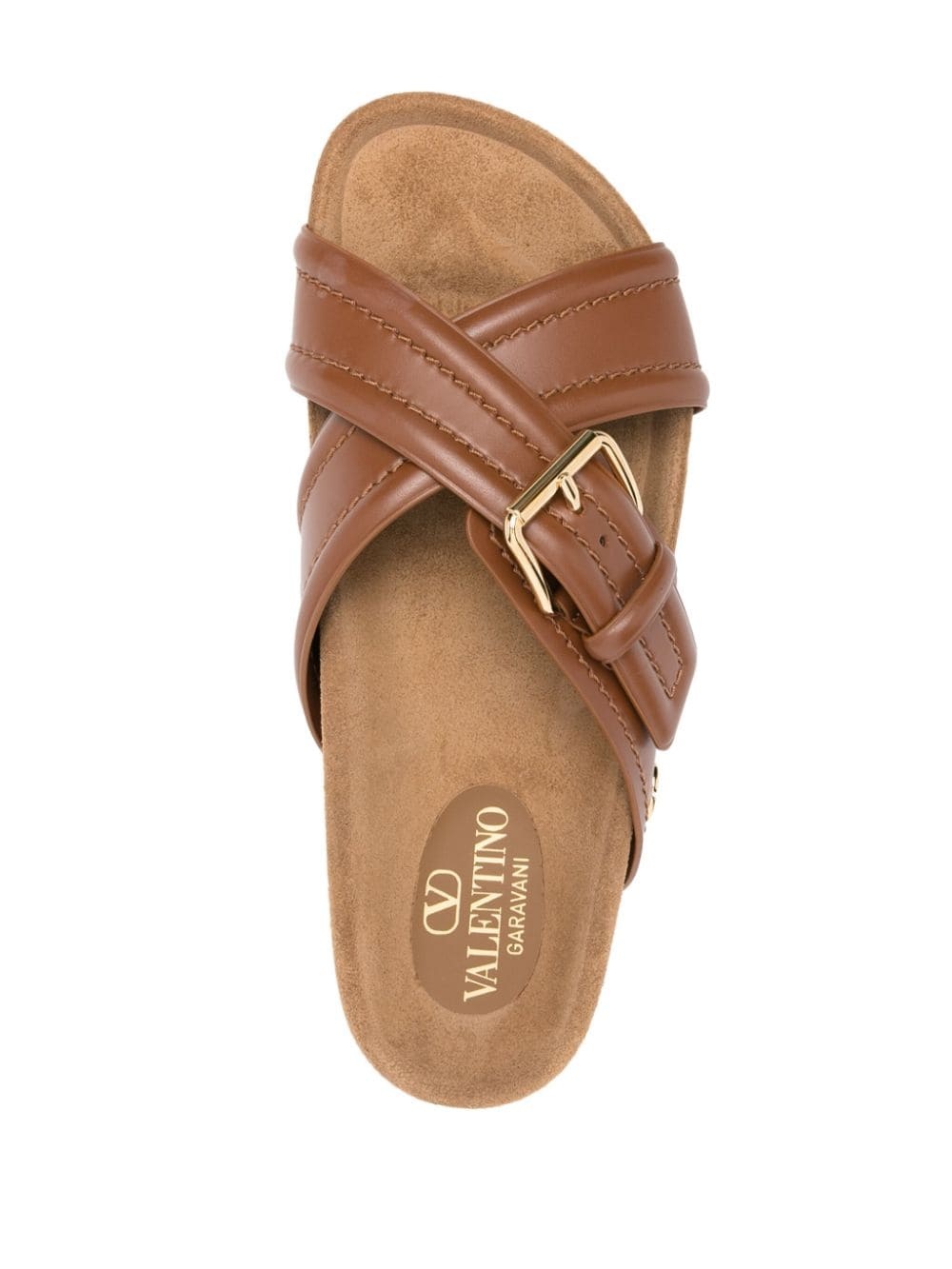 VLogo-plaque leather slides - 4