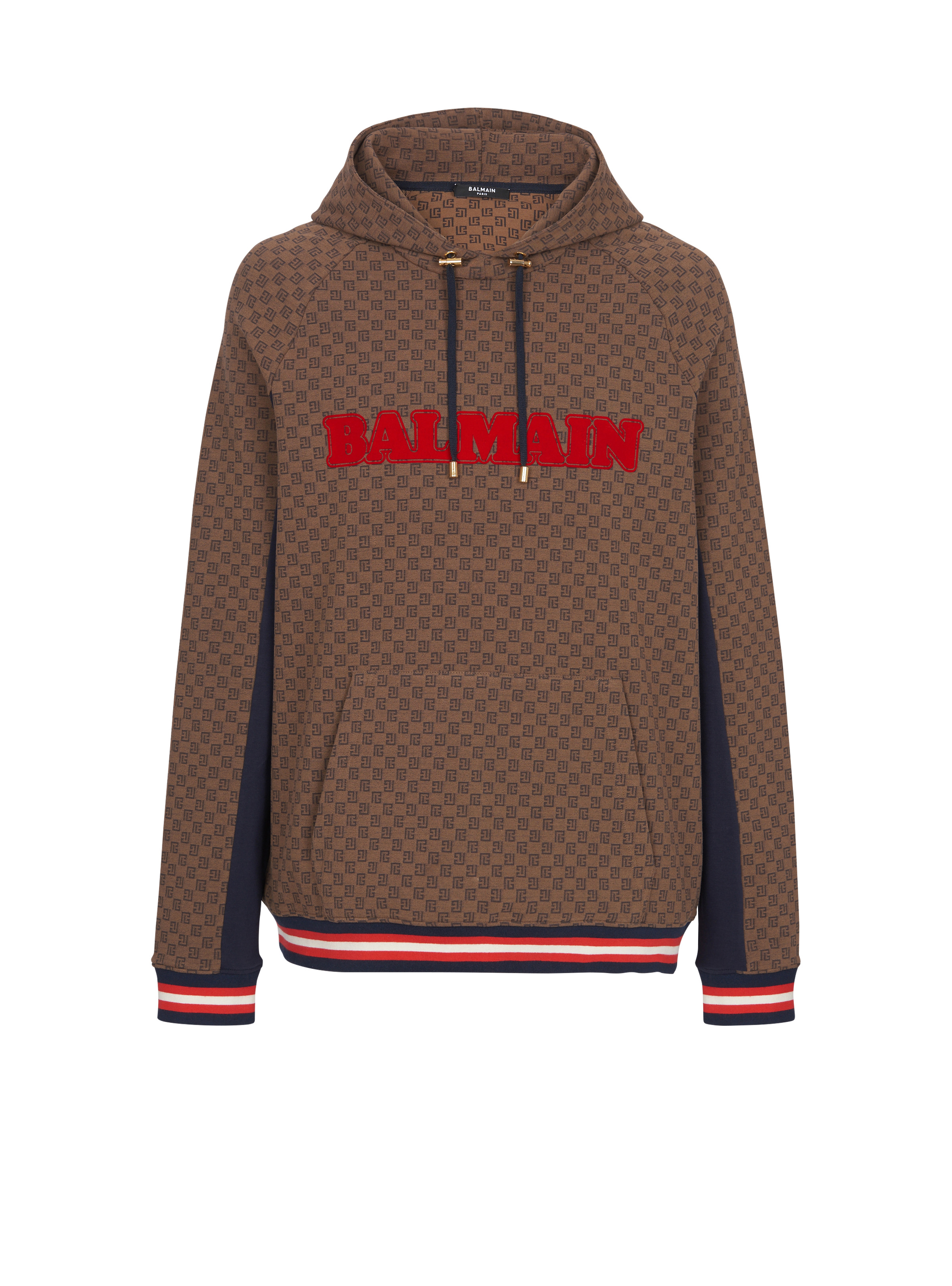 Balmain Reversible Monogram-Print Hooded Jacket