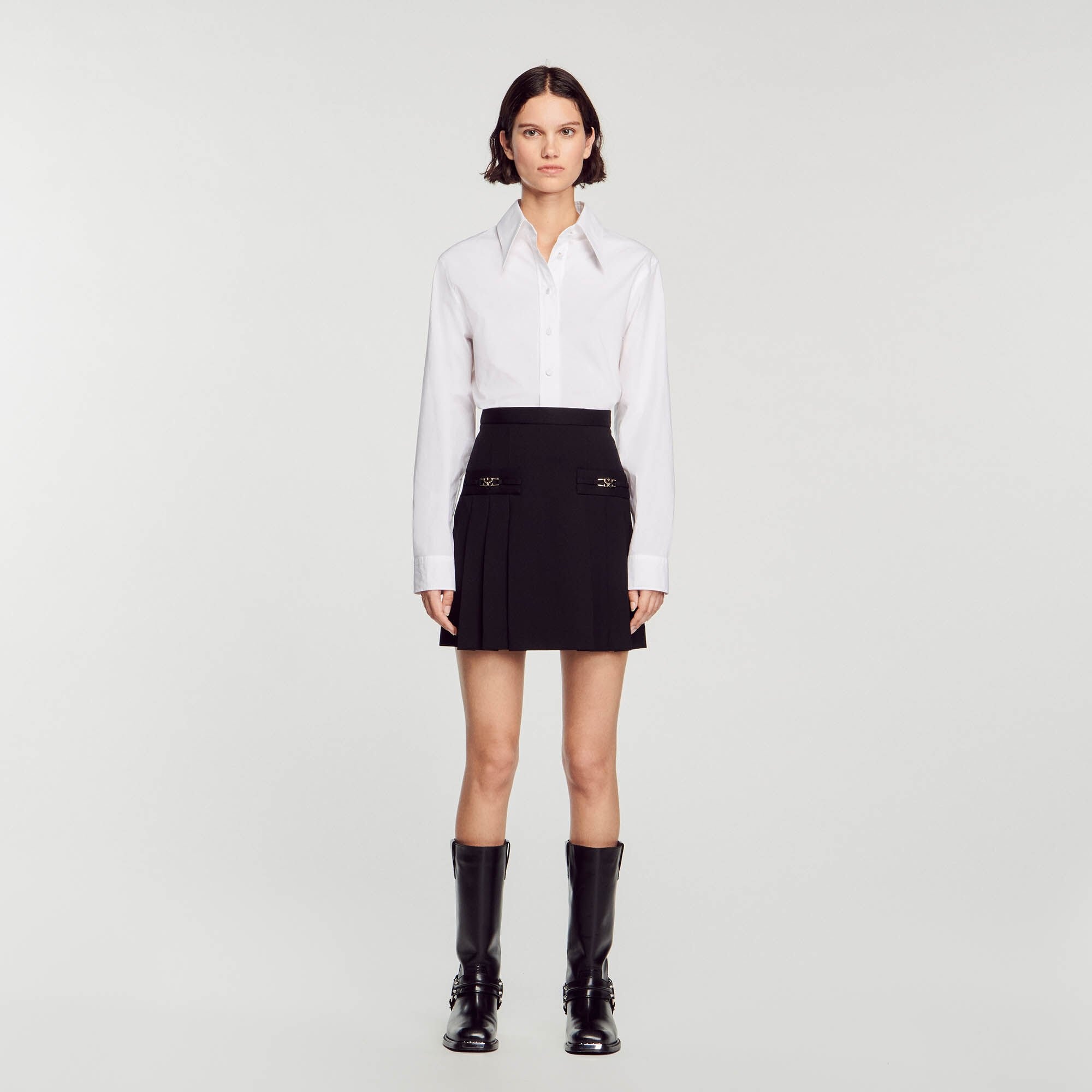 SHORT SKIRT WITH STITCHED PLEATS - 3