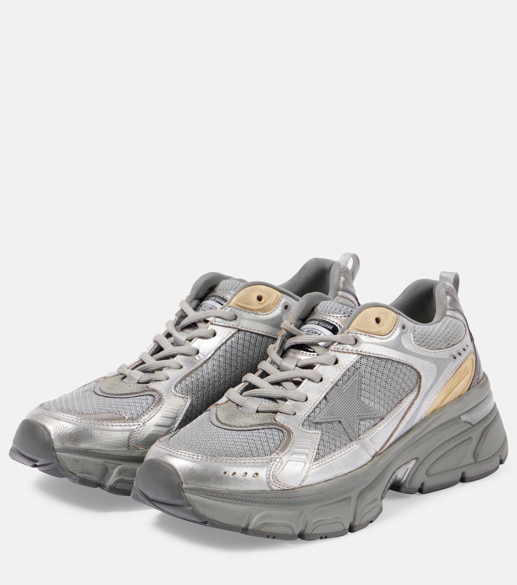 Lightstar metallic leather and mesh sneakers - 4