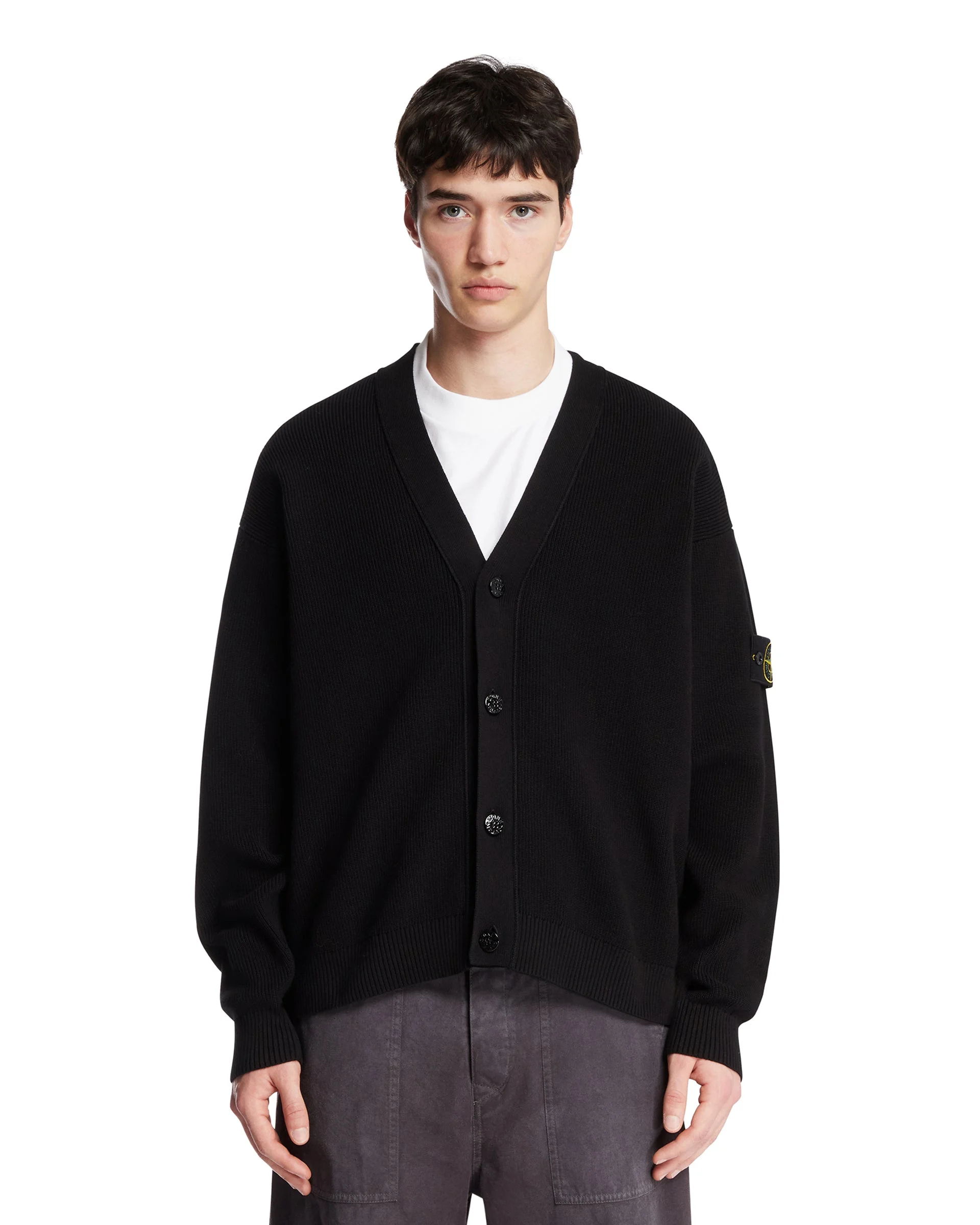 Black Cotton Cardigan - 1