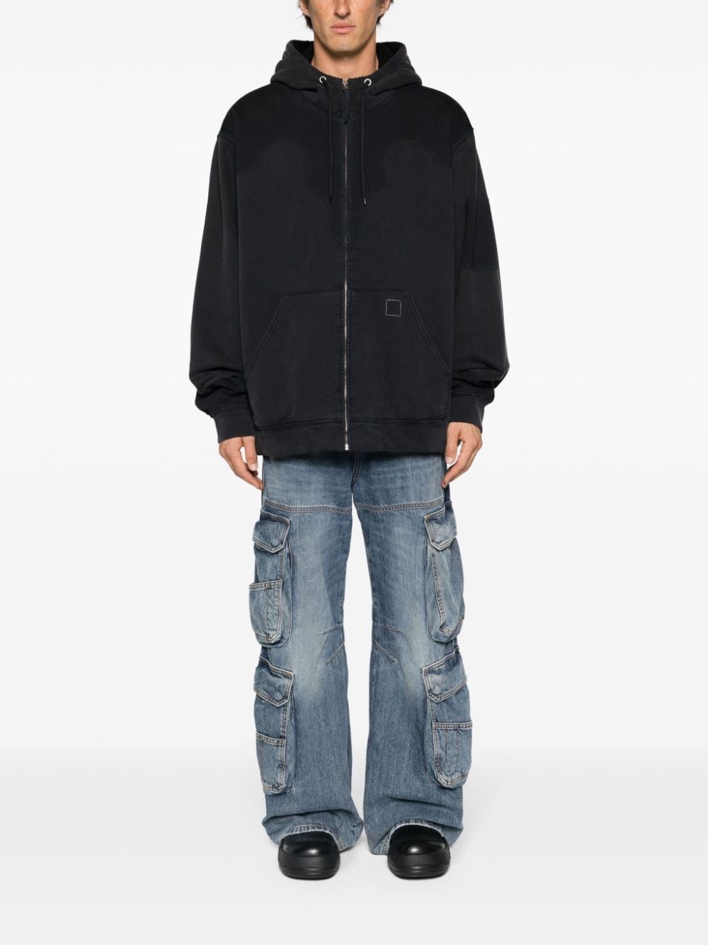 panelled drop-shoulder hoodie - 2