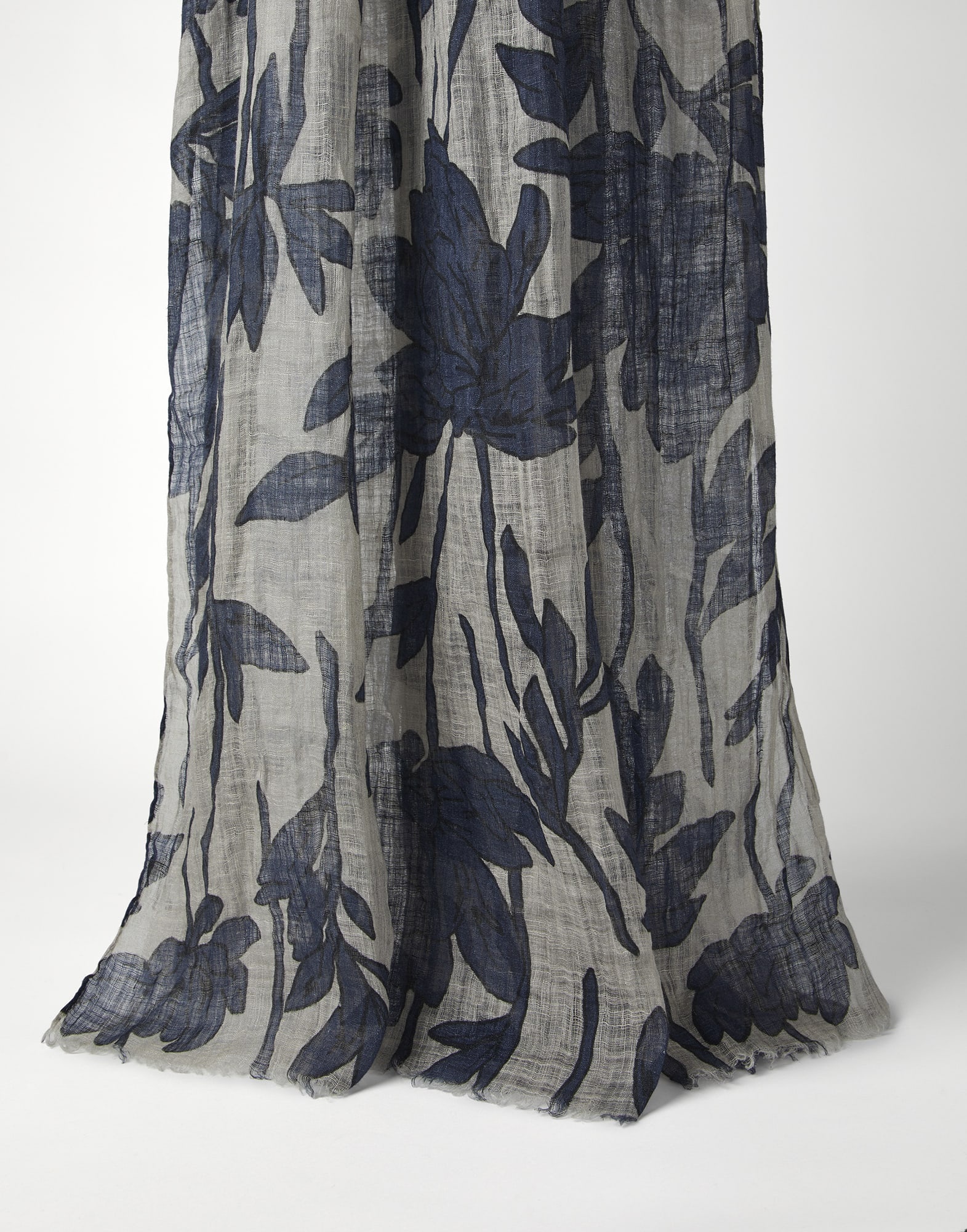Magnolia print linen scarf - 1
