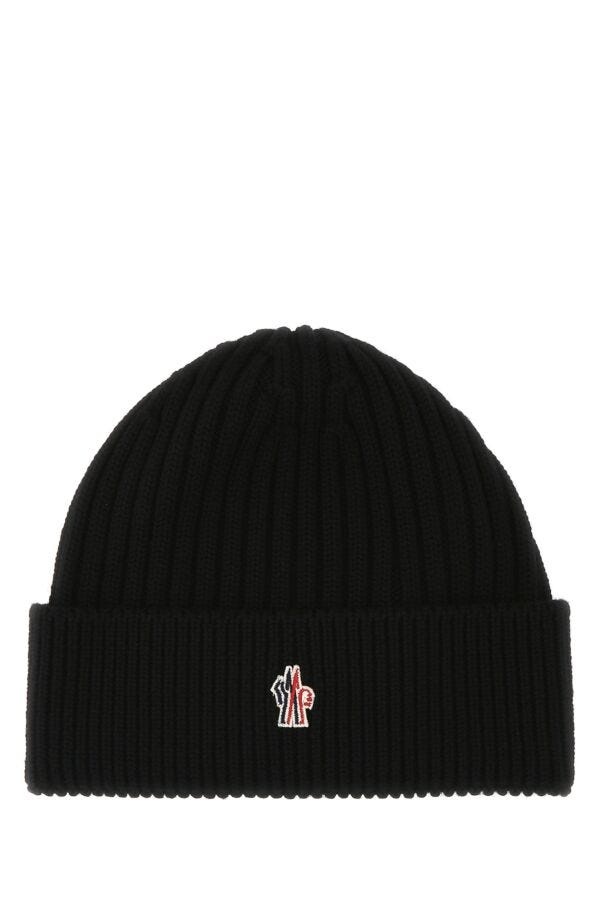 Black wool beanie hat - 1