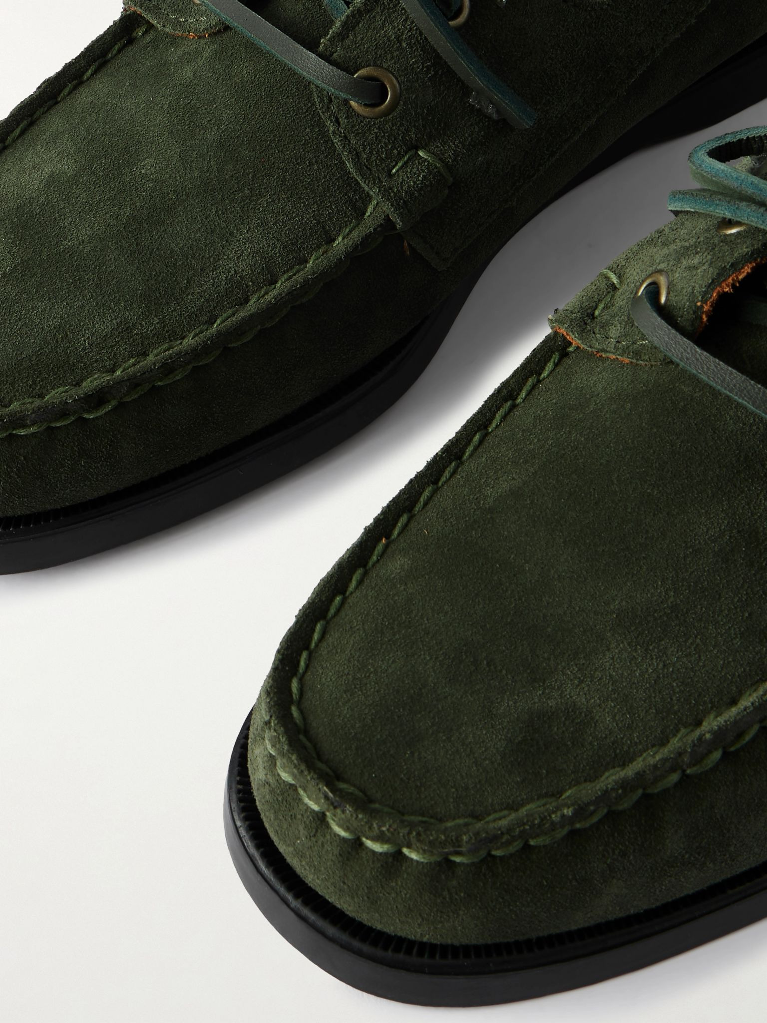 Docksides Portland Leather-Trimmed Suede Boat Shoes Green - 5
