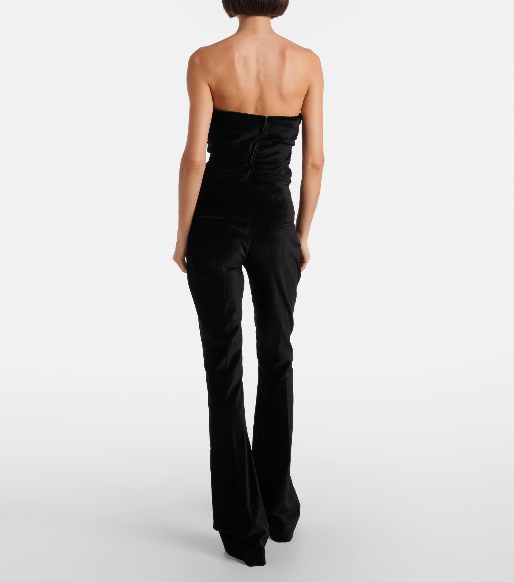 Roux cotton-blend velvet flared pants - 3