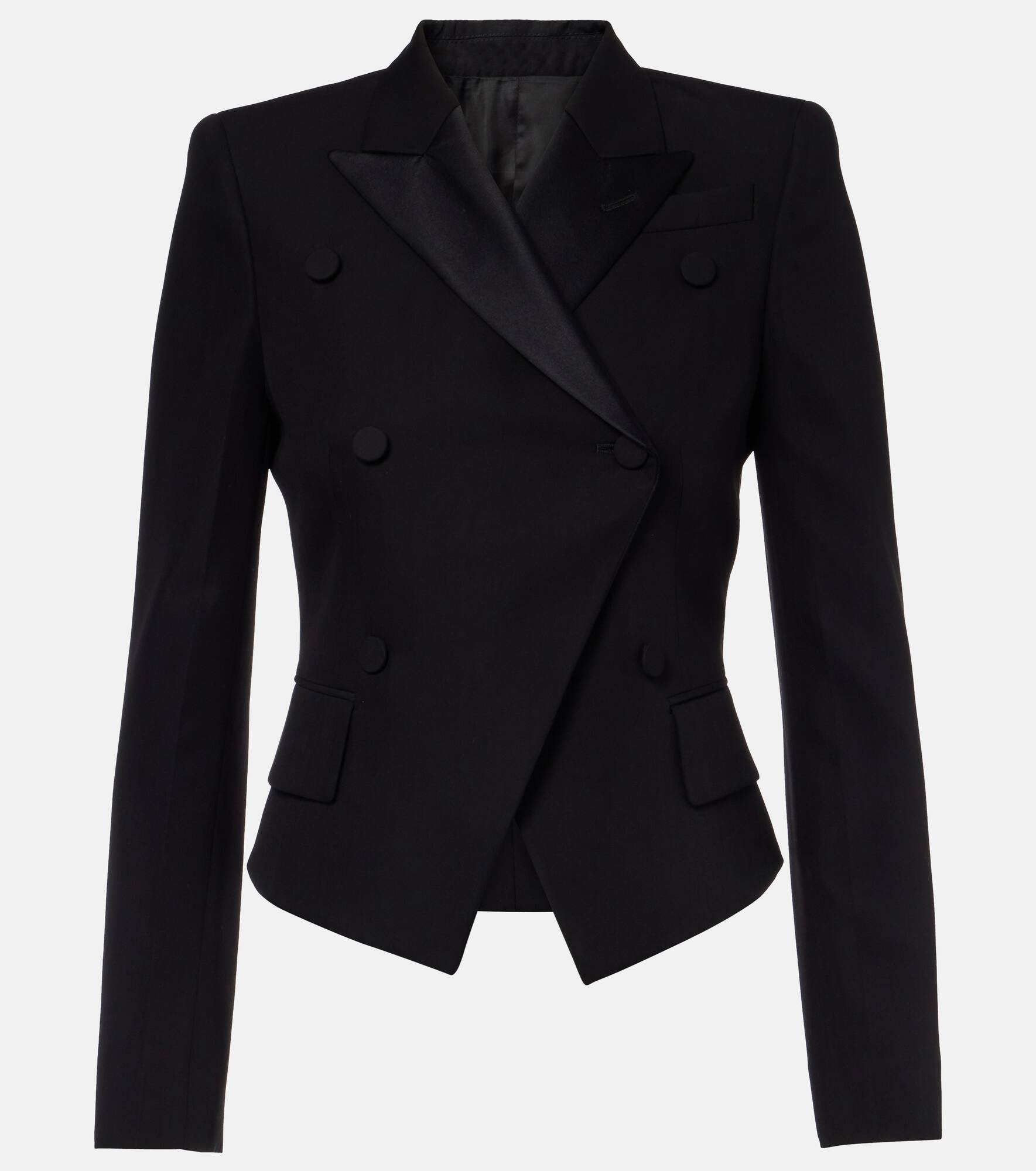 Double-breasted wool-blend blazer - 1