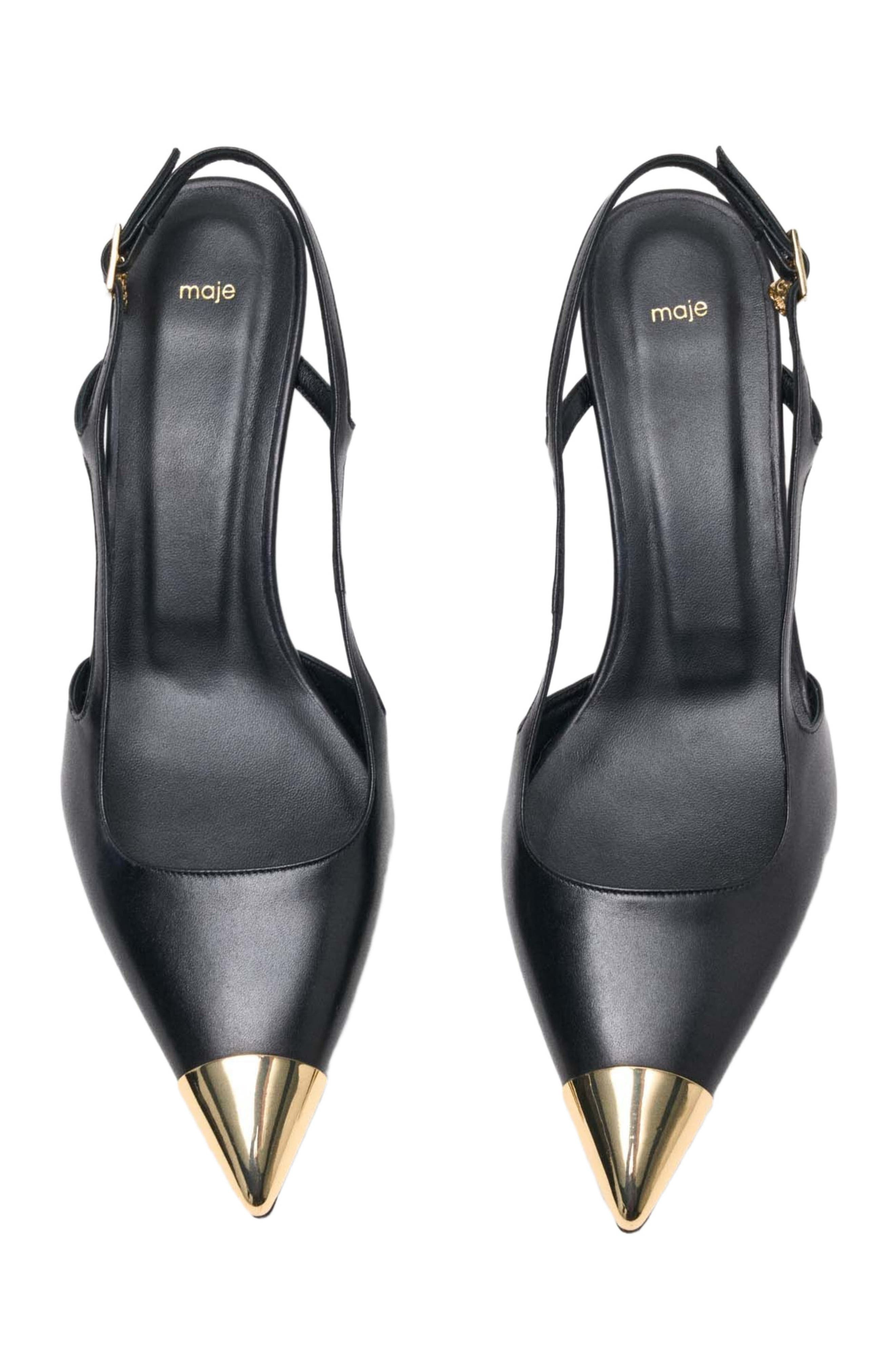 maje Smooth leather slingback pumps in Black at Nordstrom - 4