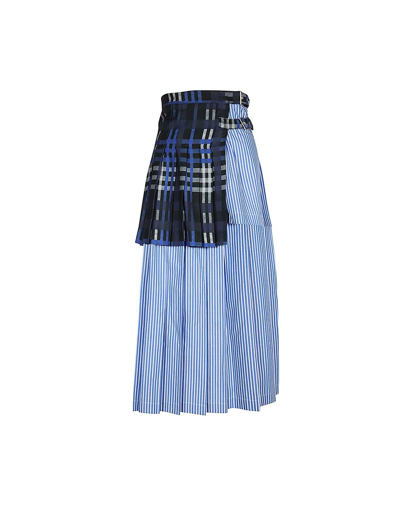 High-waist Mix-printed Layered Midi Skirt - 1