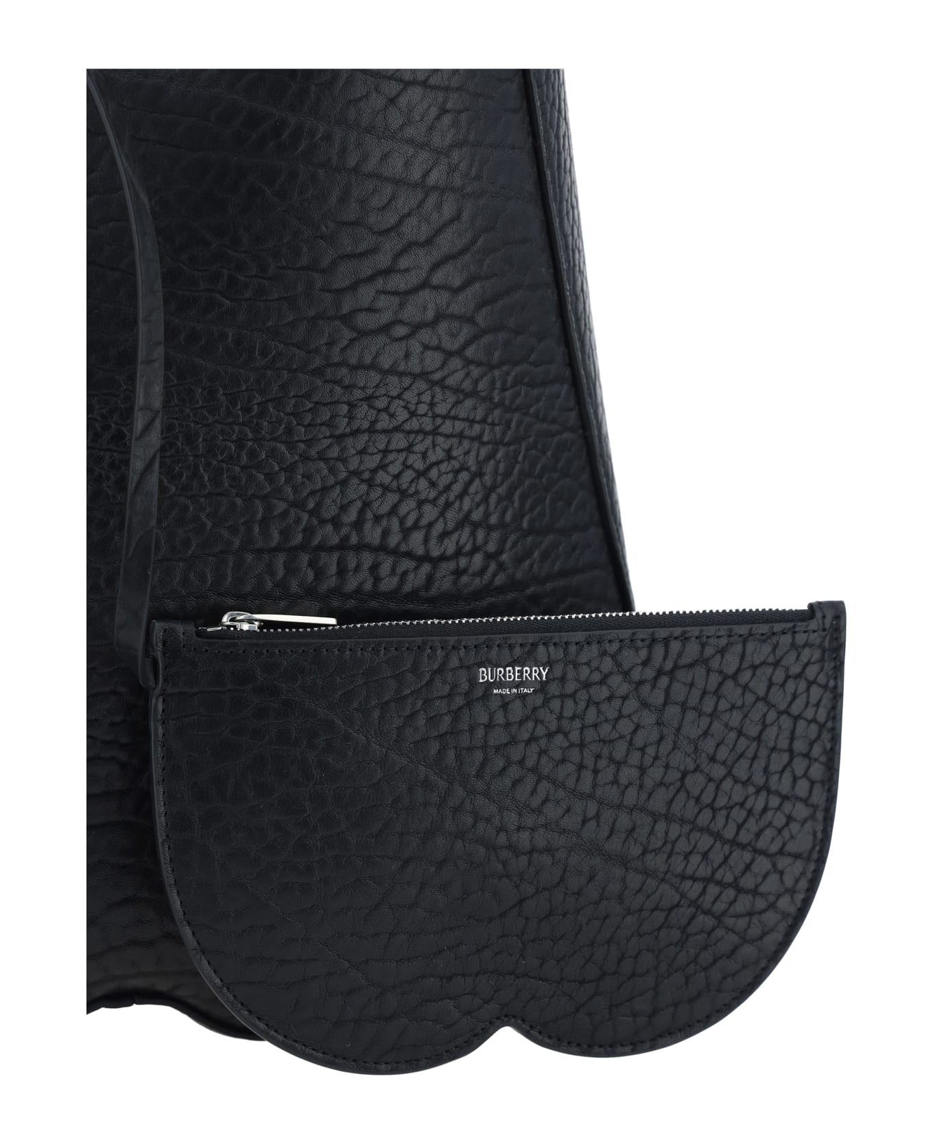 Black Leather Medium Chess Shoulder Bag - 4