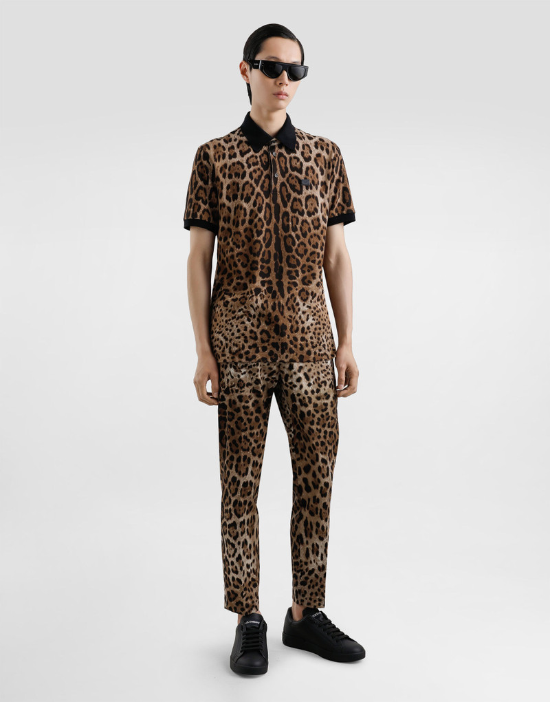 Dolce & Gabbana Cotton polo-shirt with leopard print outlook