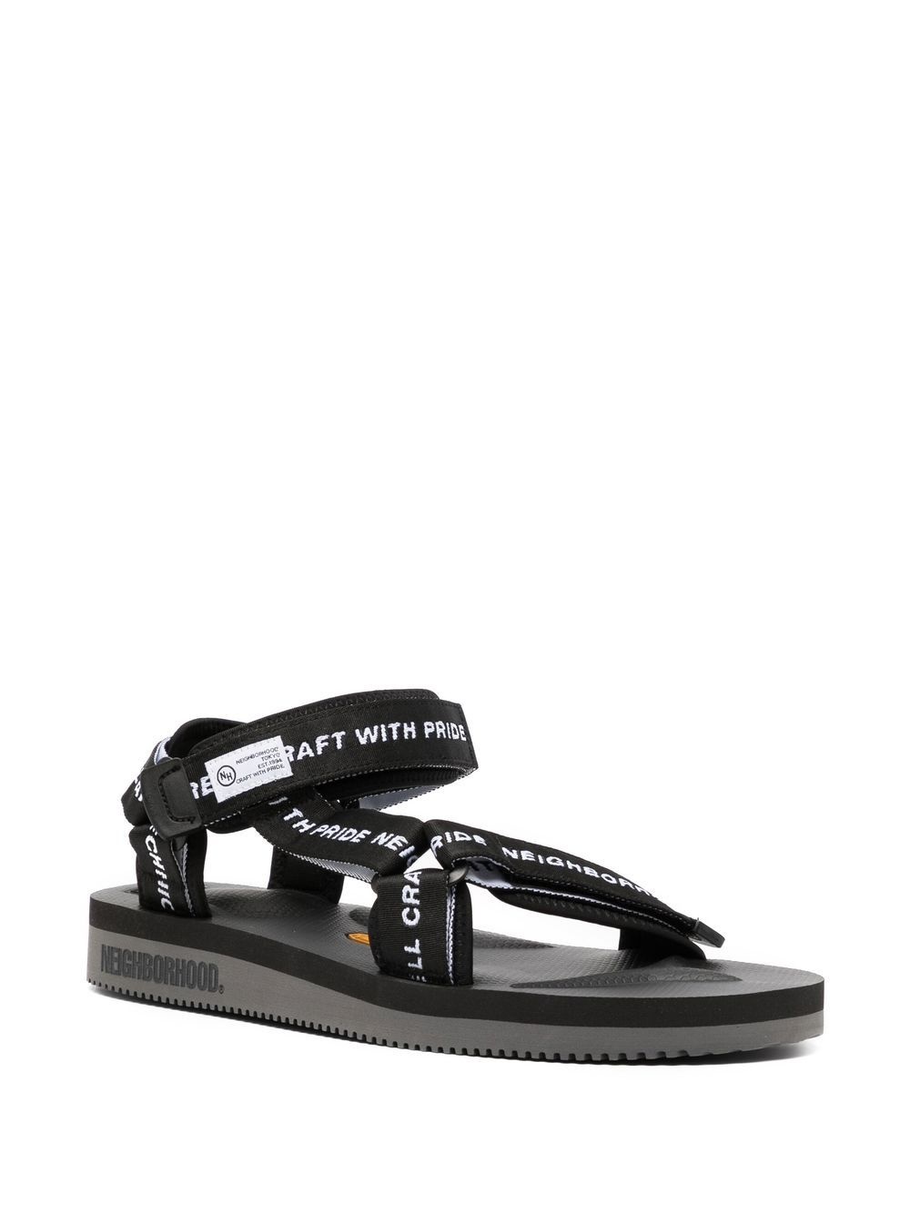 logo-tape flat sandals - 2