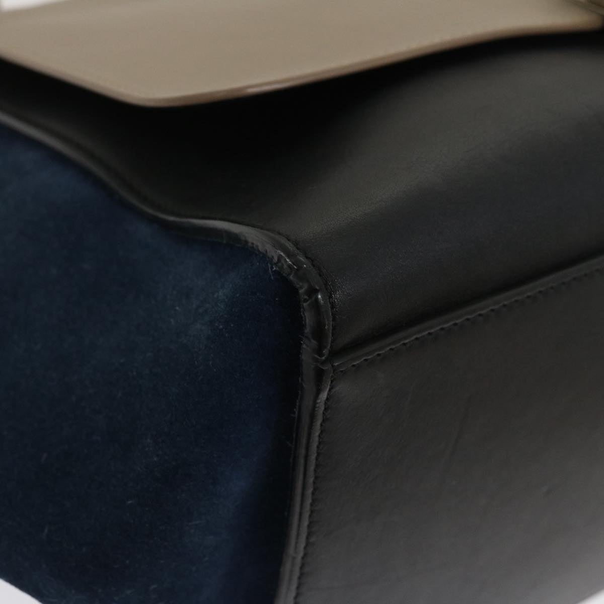 CELINE Hand Bag Leather Suede Gray Navy - 8