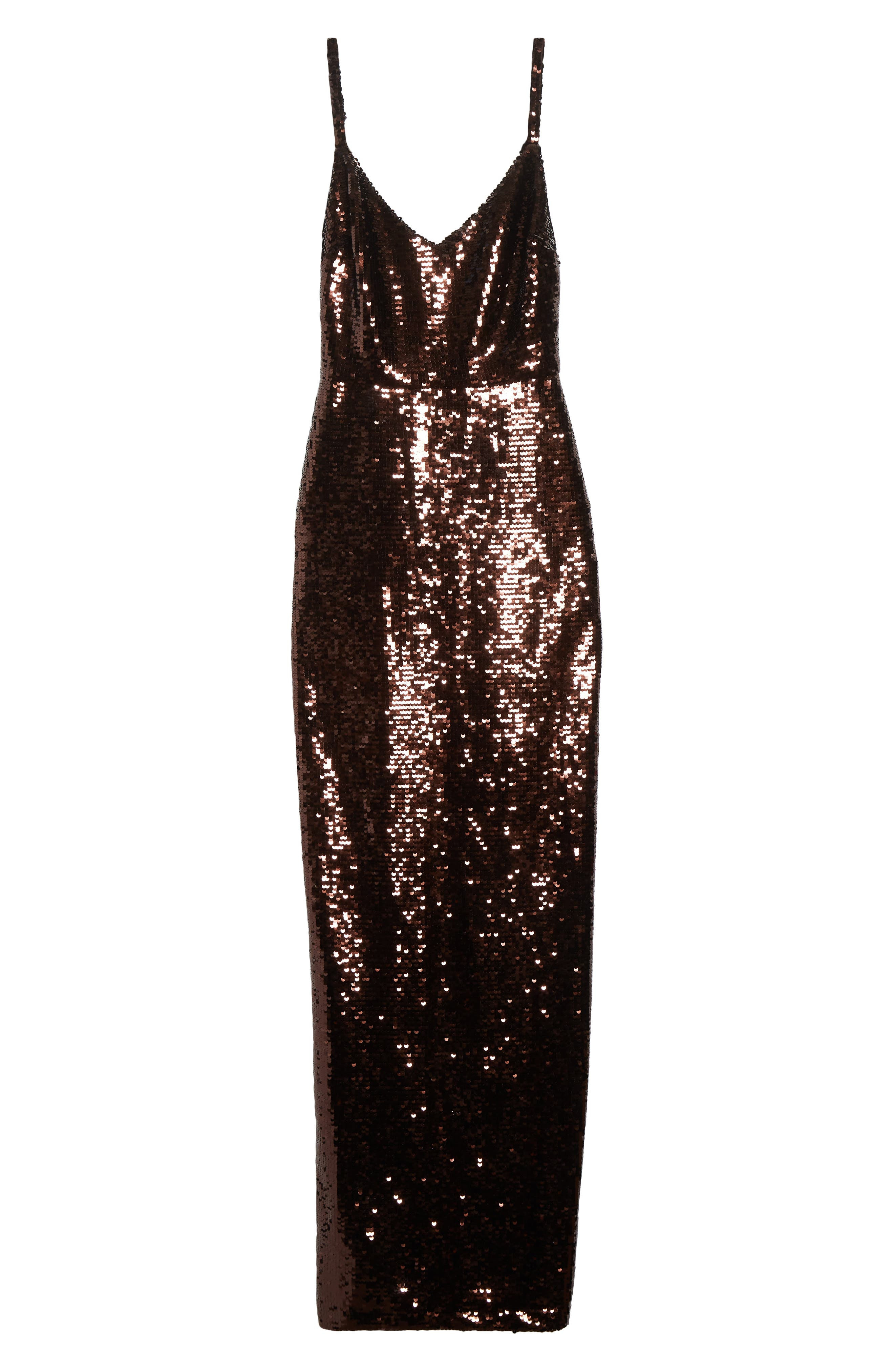 L'AGENCE Karma Sequin Maxi Dress in Chocolate at Nordstrom - 5