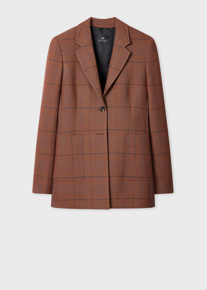 Women's Brown Check Jacket 1