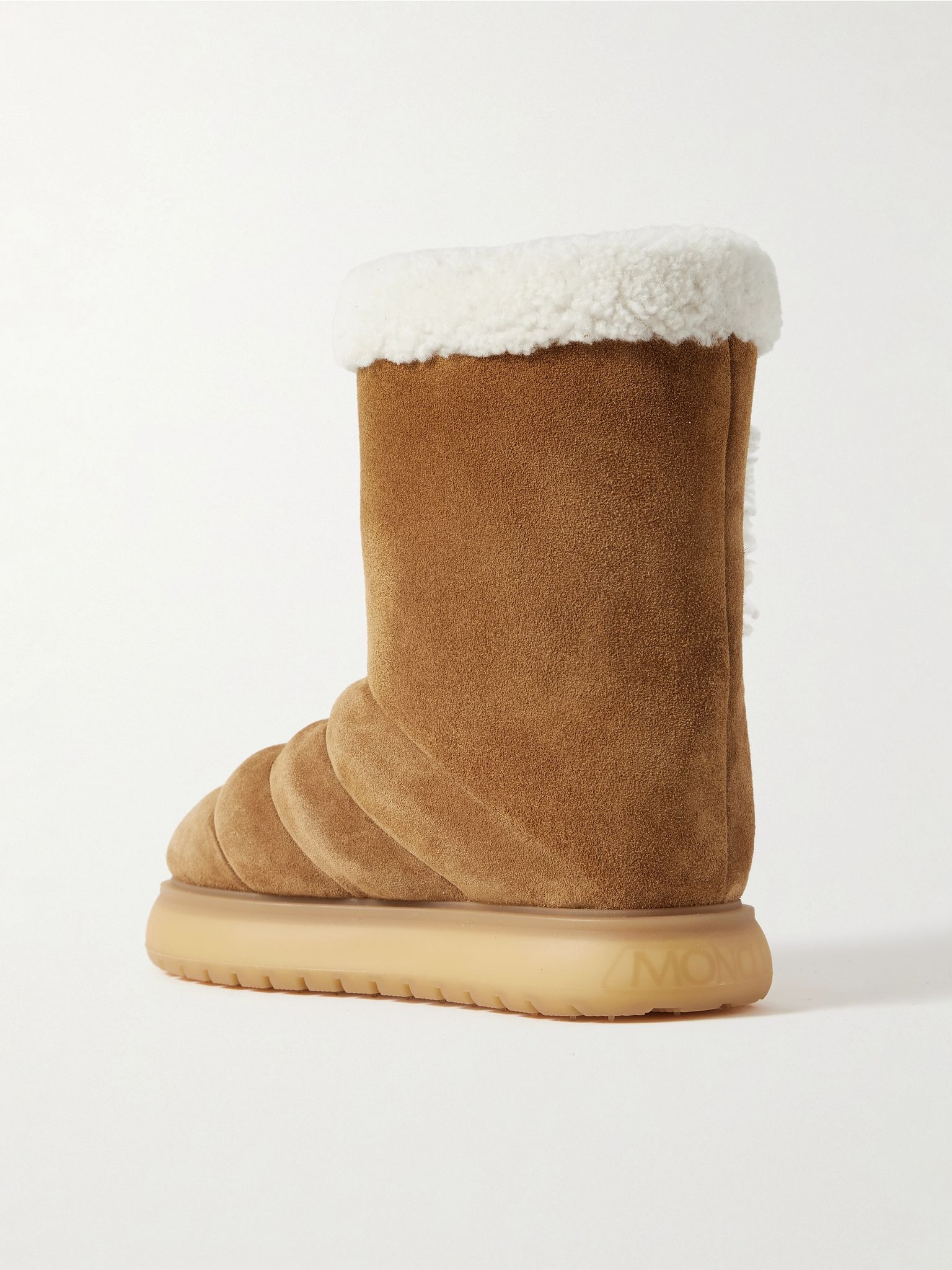 Gaia shearling-trimmed quilted suede boots Brown - 3