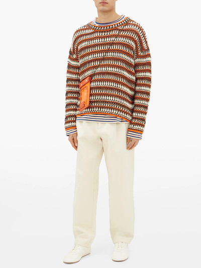 Loewe Striped mesh-knit wool-blend sweater outlook