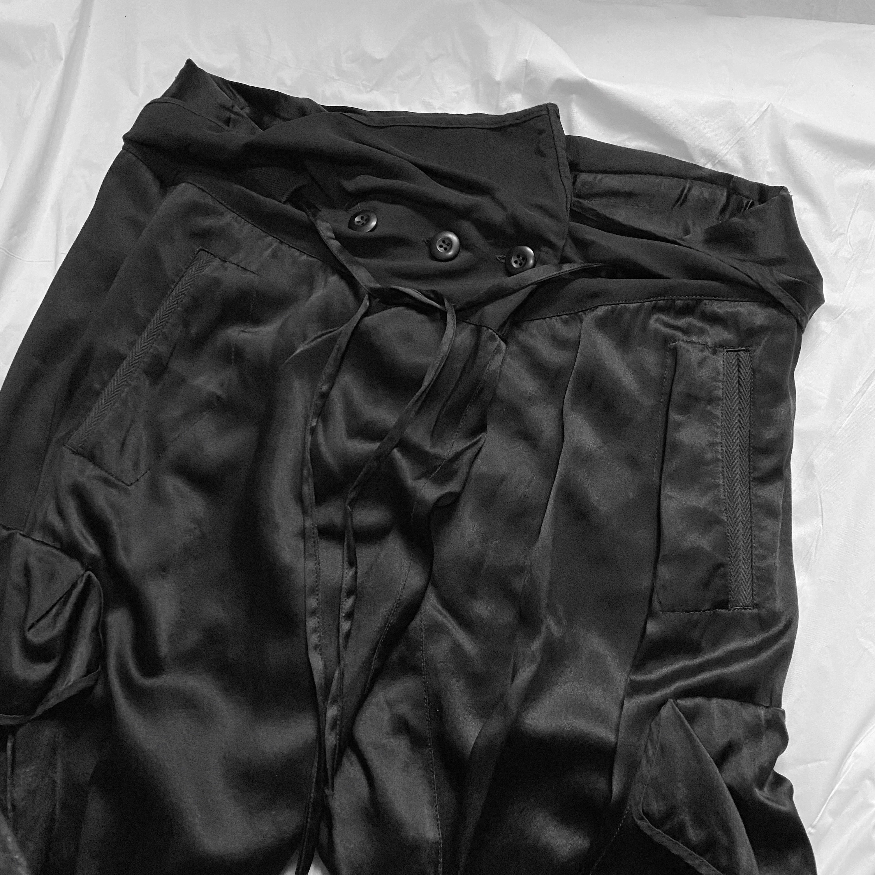 zOthers - BWNT Balmain Decarnin Era Fall 2009 Black Silk Cargo Bondage Drop Crotch Pants - 7