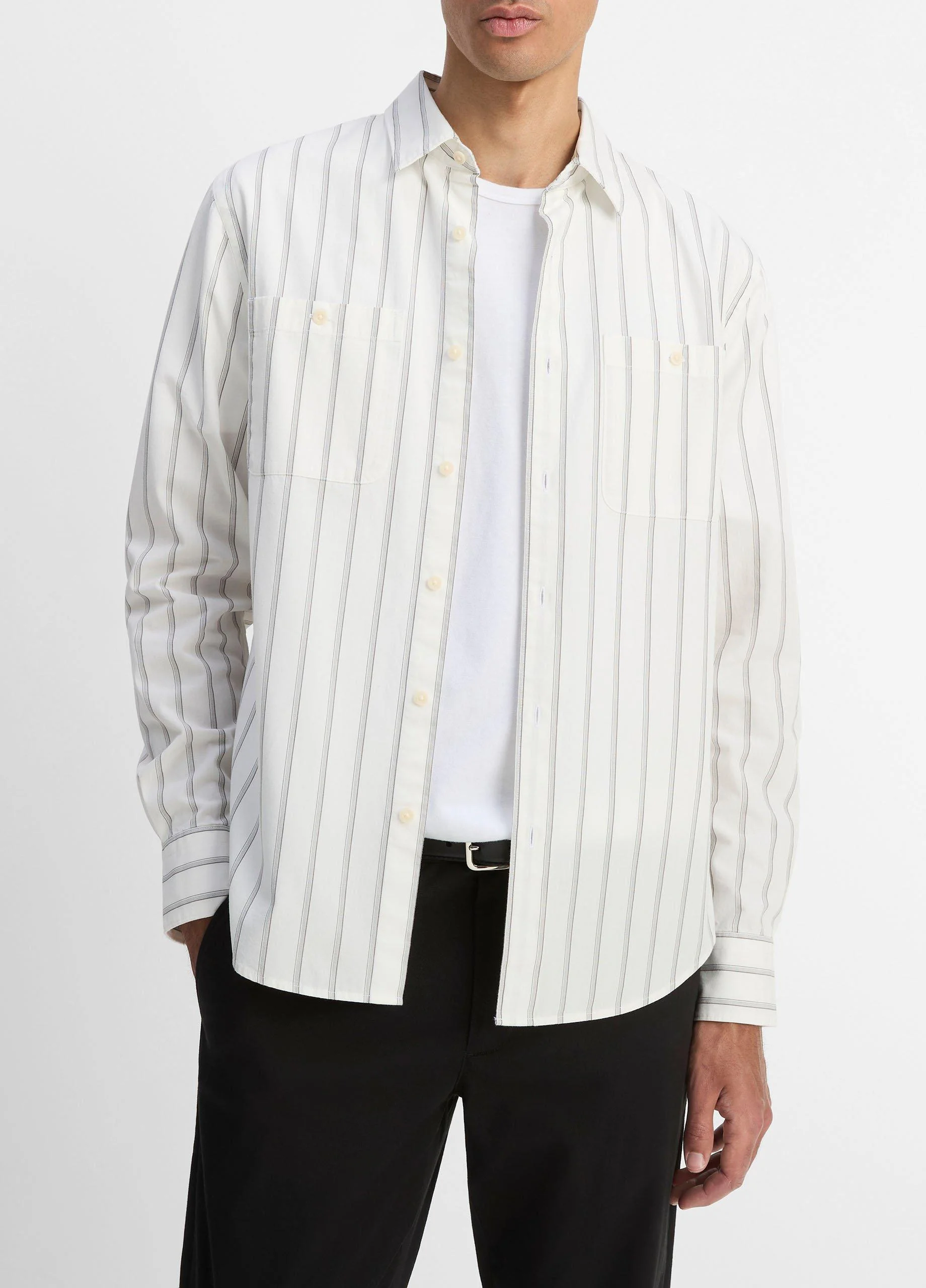 Port Stripe Cotton Button-Front Shirt - 1