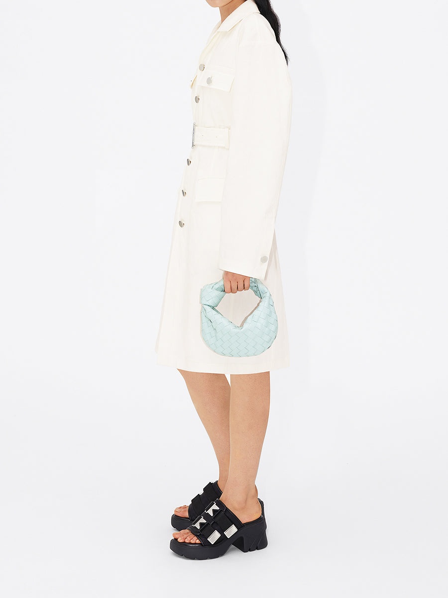 【BOTTEGA VENETA】Leather Jodie Bag Teal Washed Bottega Veneta Teal Washed Intrecciato Leather Mini Jodie