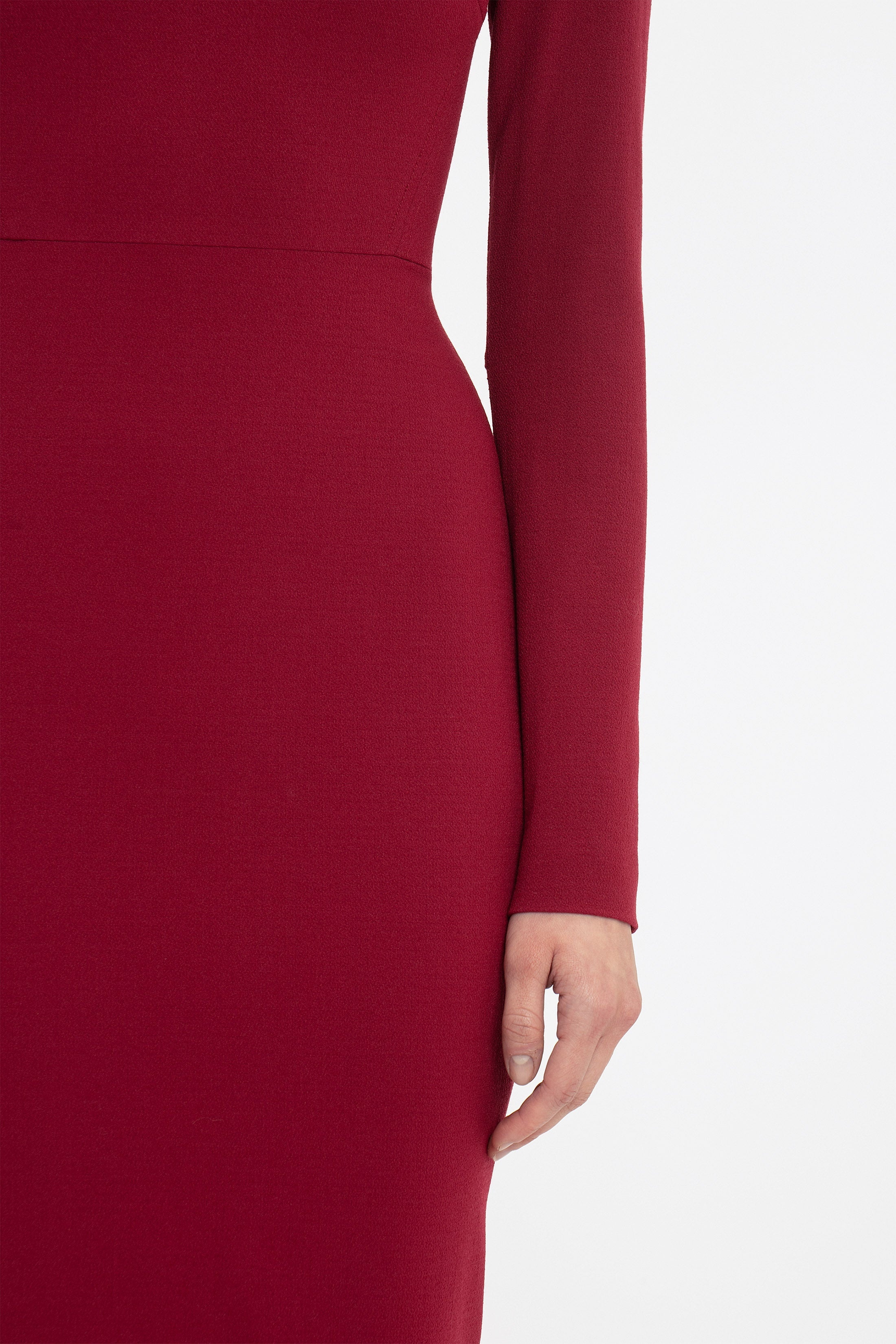 Long Sleeve T-Shirt Fitted Dress In Oxblood - 5