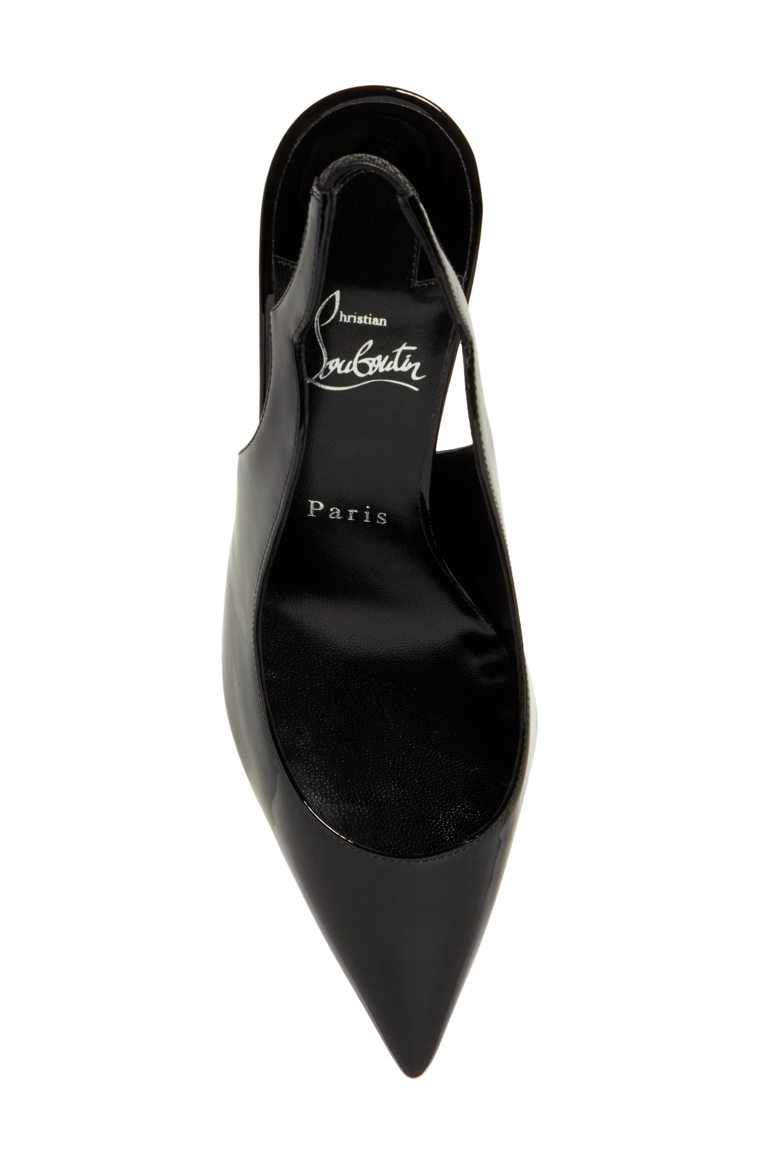 Christian Louboutin Hot Chick Pointed Toe Slingback Pump in B439 Black/Lin Black at Nordstrom - 5