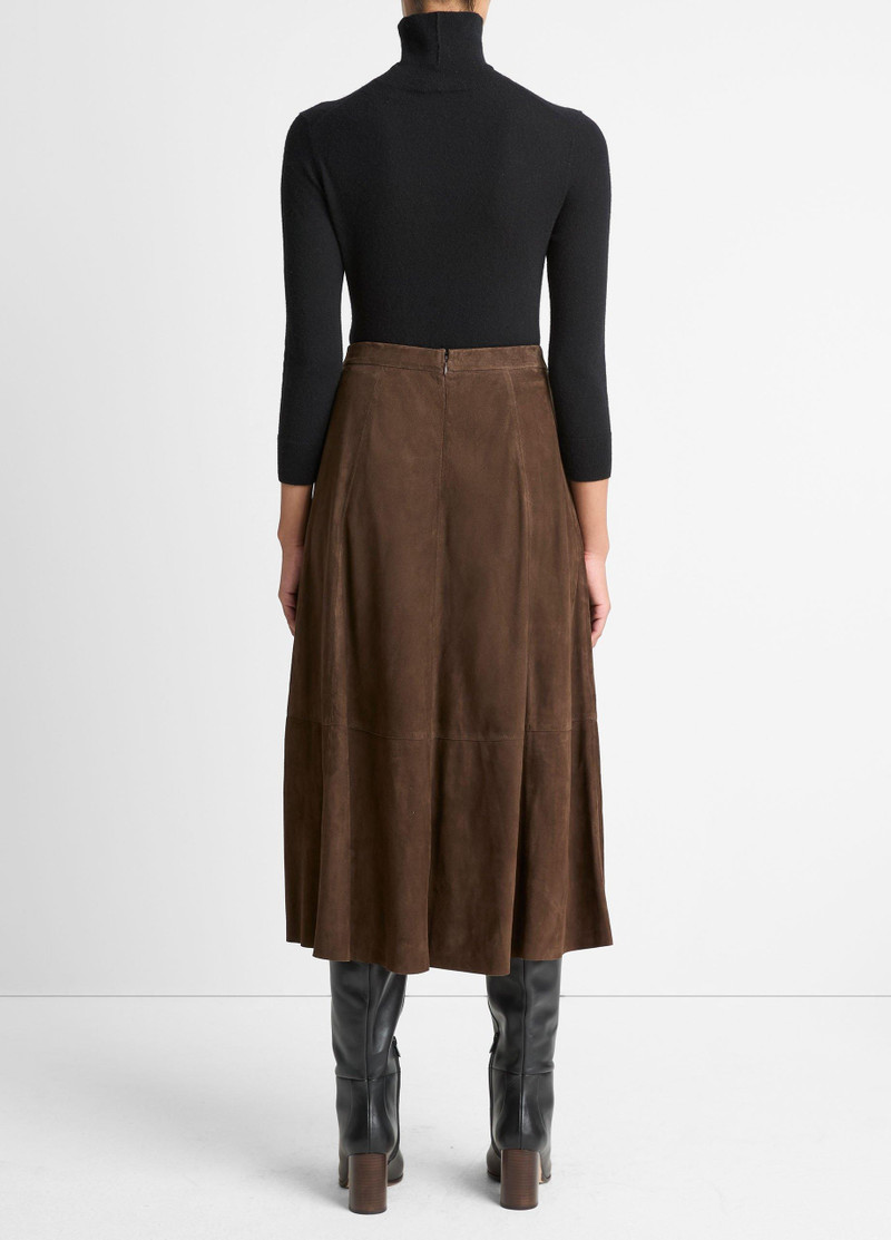Vince Suede Mid-Rise Flared Skirt outlook