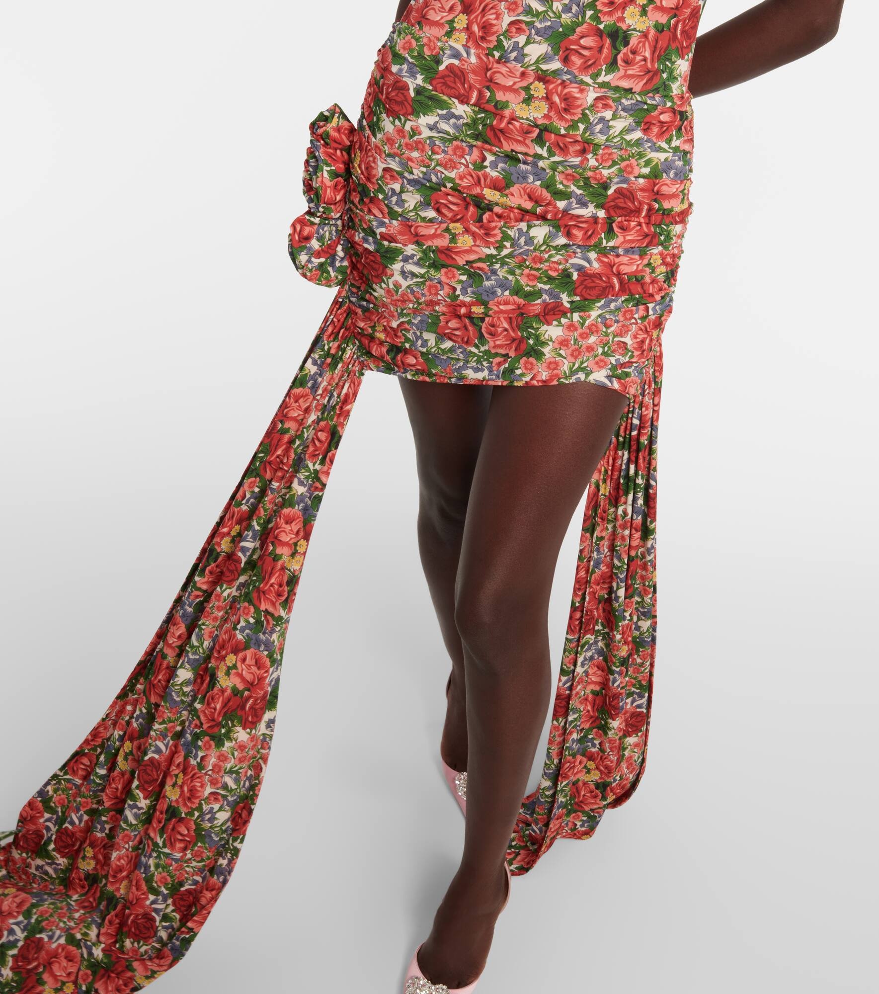 Floral draped miniskirt - 5