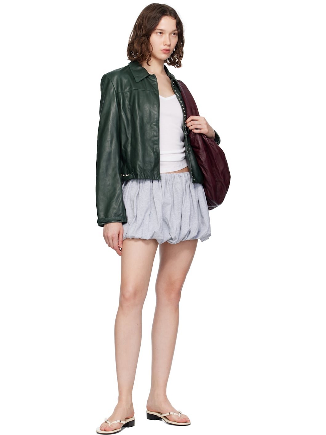 Khaki Octavia Leather Jacket - 4