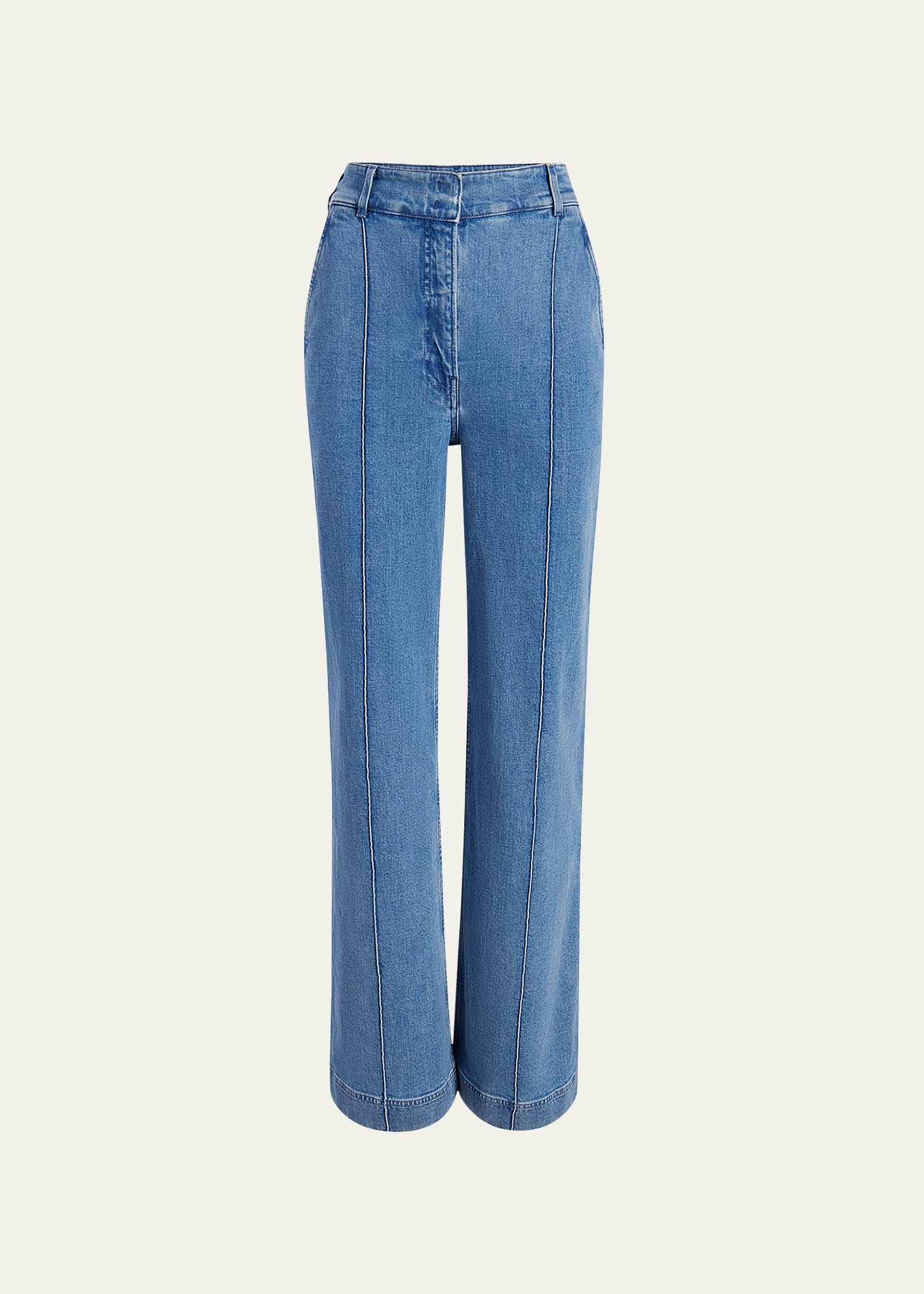 High-Waisted Wide Leg Denim Pants - 1