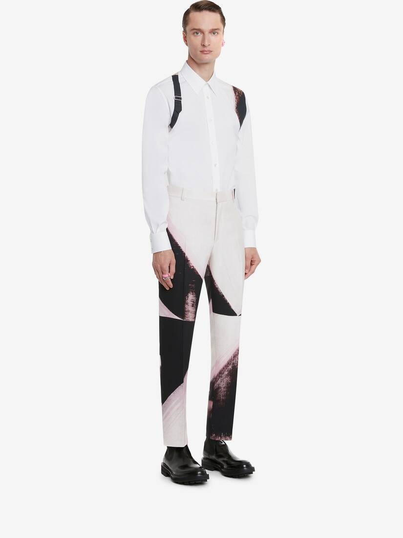 Men's Brushstroke Harness Shirt in White - 3